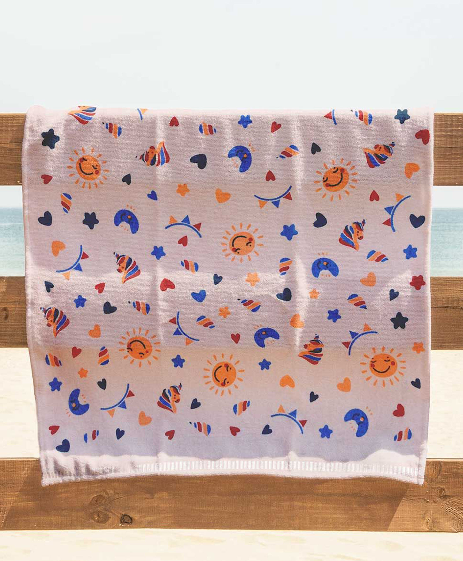 Rangoli 100% Cotton Knit Unicorn & Hearts Printed Towel - Peach-picture-17