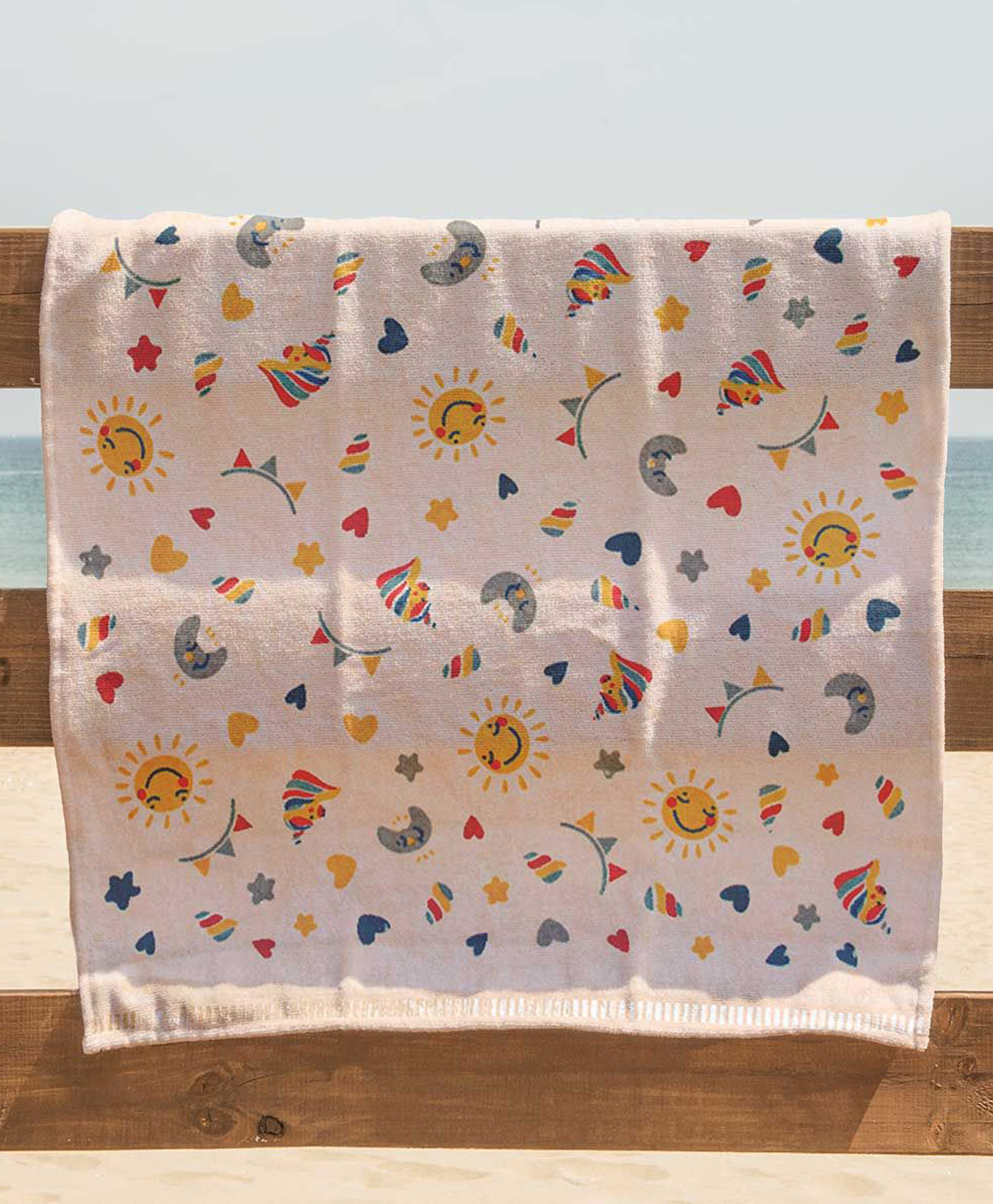 Rangoli 100% Cotton Knit Unicorn & Hearts Printed Towel - Beige-picture-16