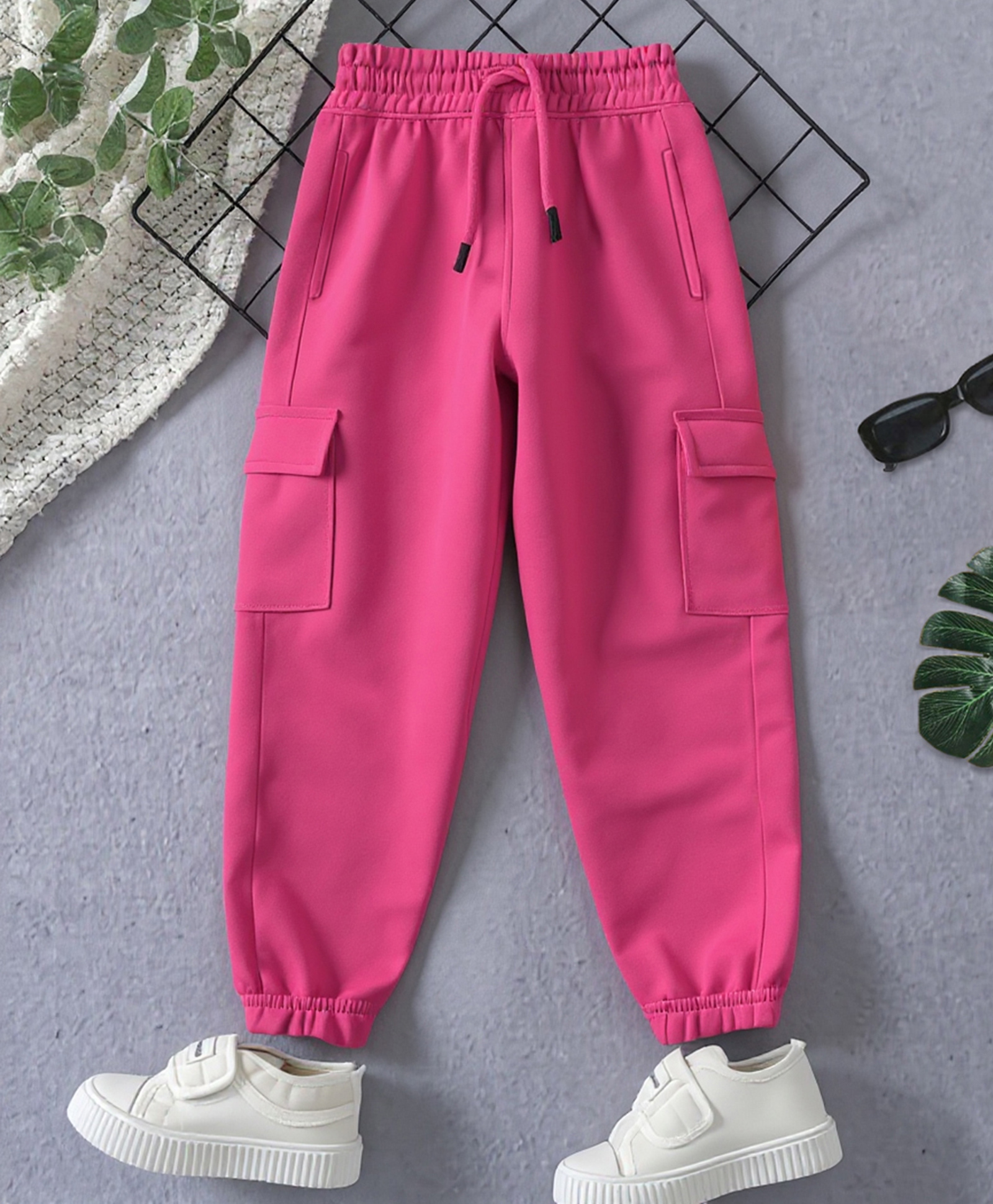 Trampoline Terry Knit Solid Cargo Joggers - Pink-image-31