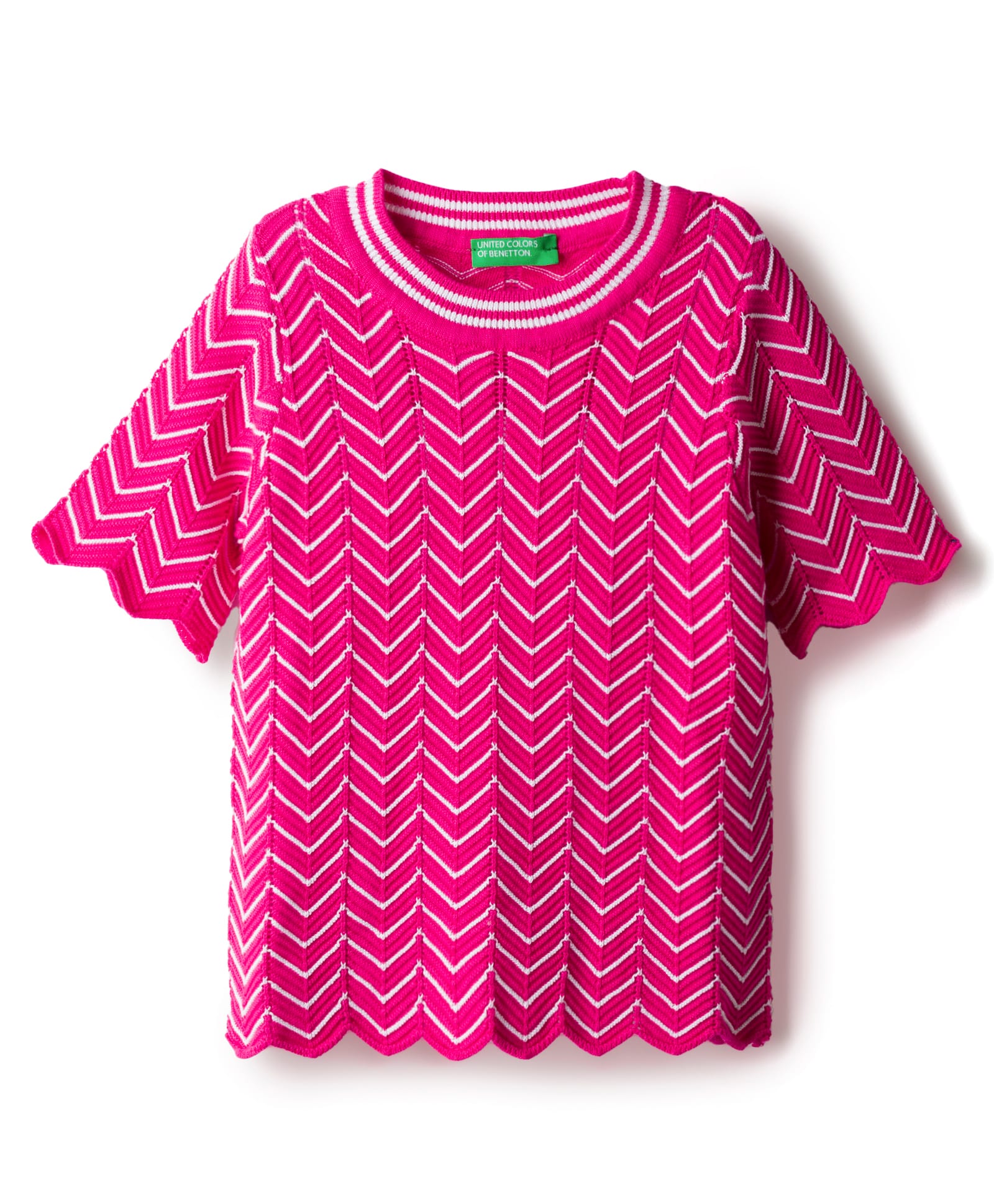 Ucb Cotton Woven Half Sleeves Top With Chevron Texture Design - Fuchsia-picture-40