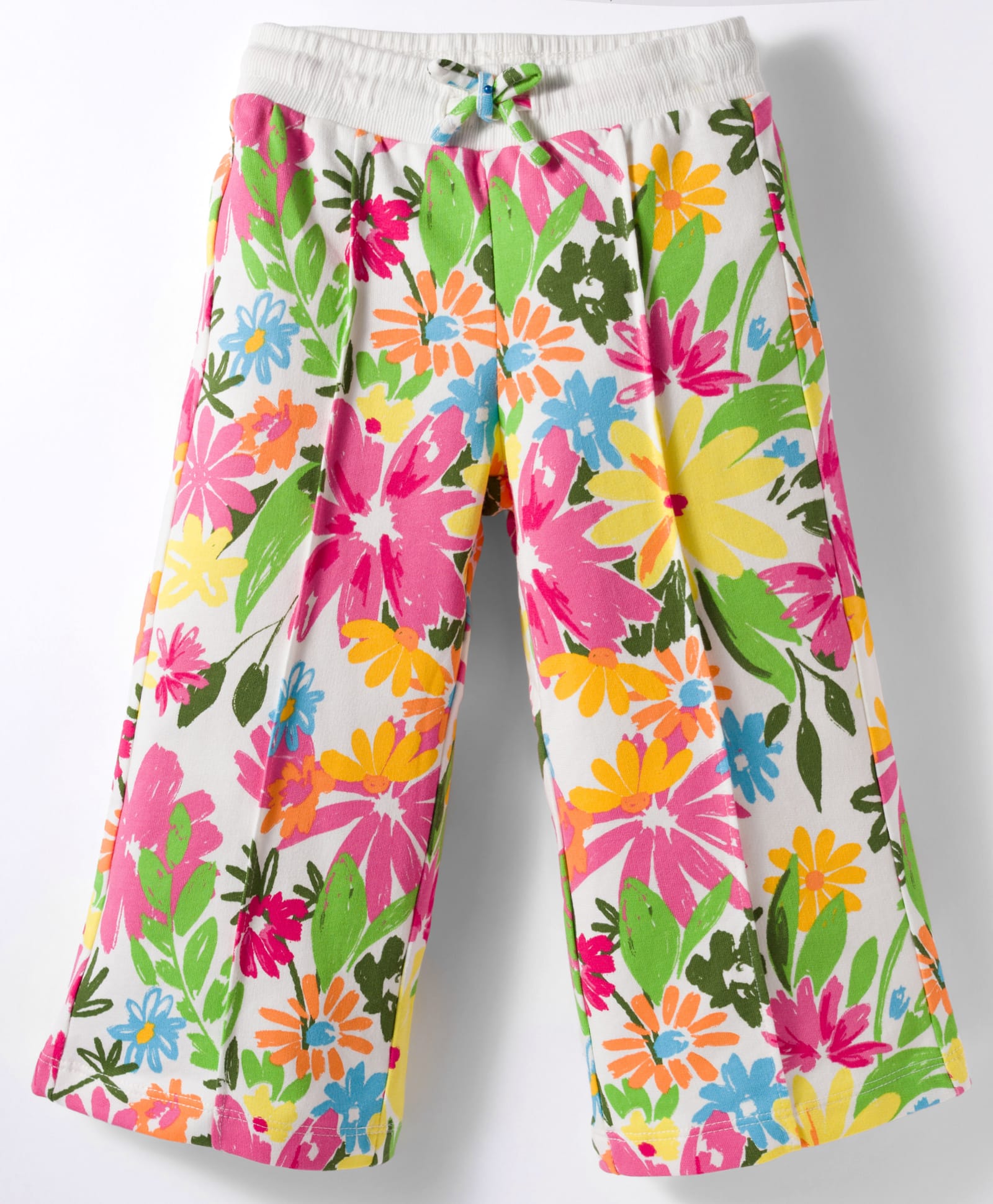 UCB 100% Cotton Knit Full Length Flared Track Pant with Floral Print - White-picture-15