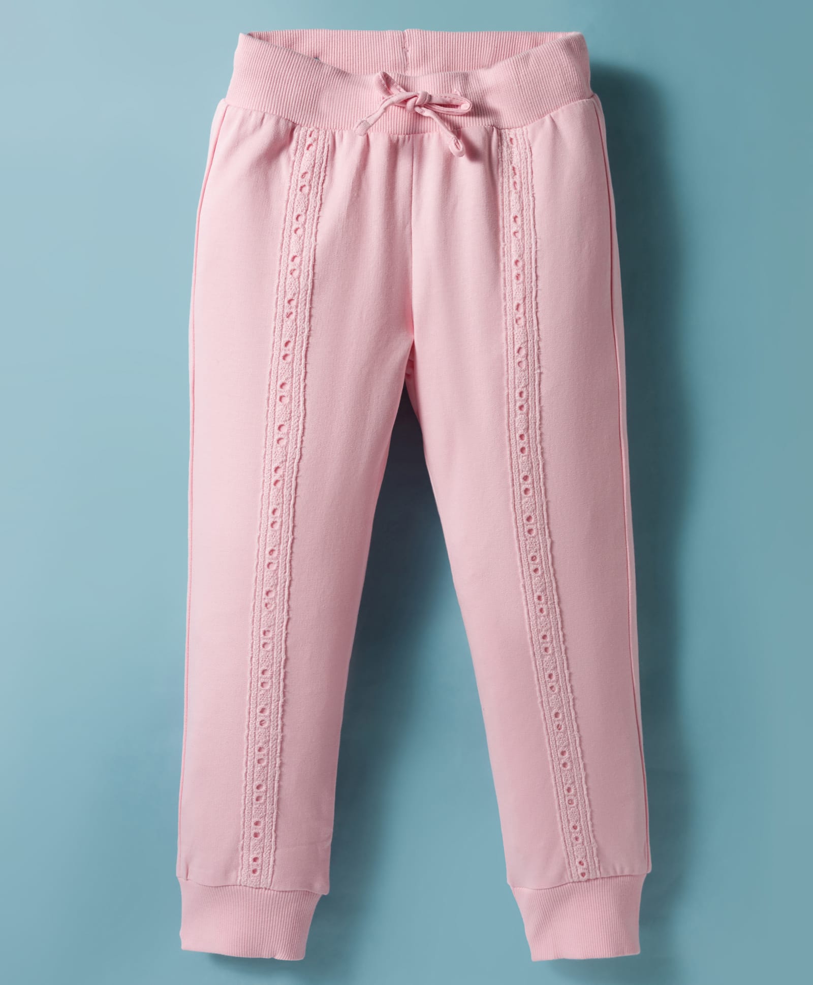 UCB 100% Cotton Knit Full Length Solid Colour Track Pant - Pink-picture-12