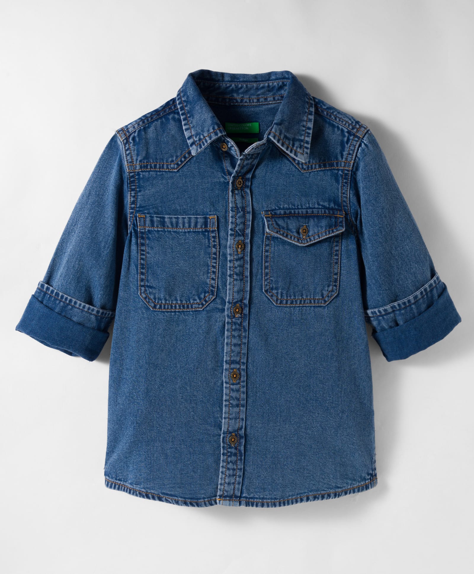 UCB Cotton Woven Full Sleeves Denim Shirt With Double Pockets - Blue-picture-29