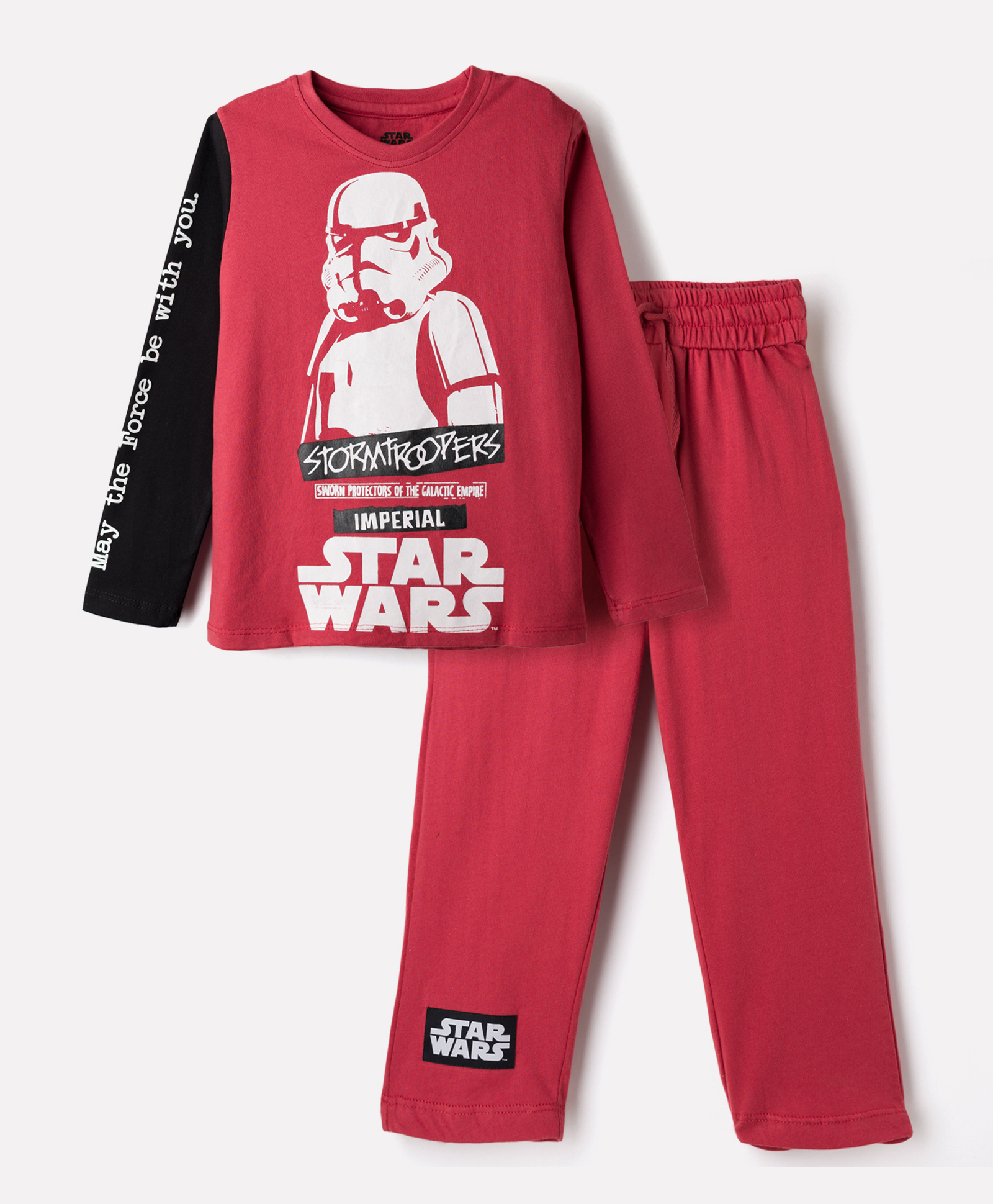 Pine Kids Single Jersey Knit Full Sleeves Night suit With Star War Graphics - Maroon-image-44