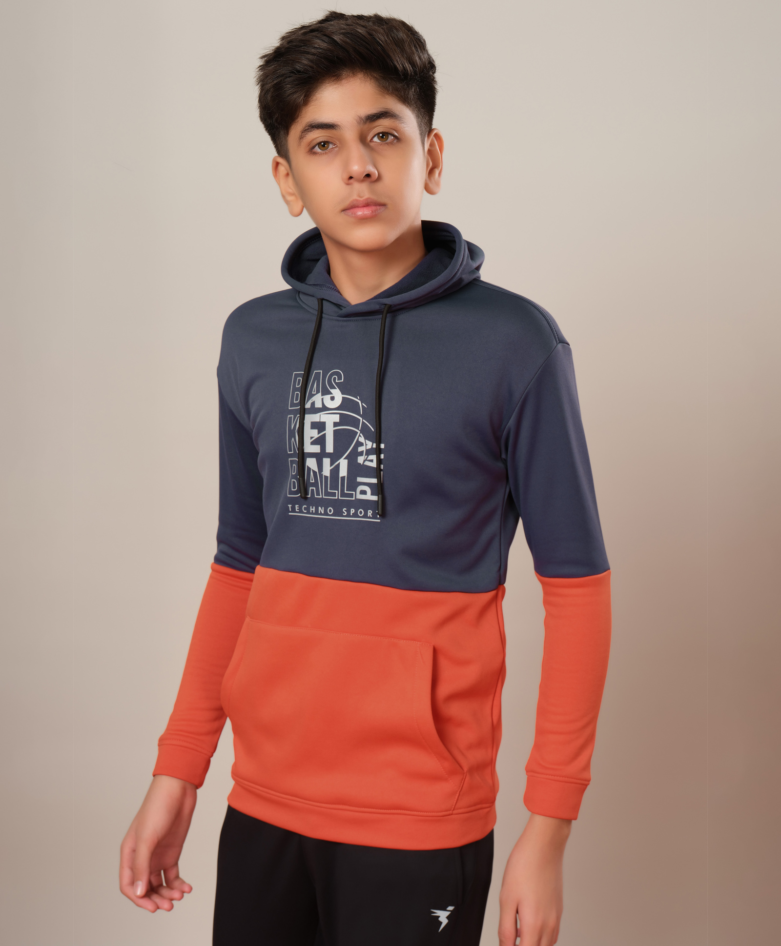 Technosport Knit Full Sleeves Basketball Text Printed Breathable & Warm Slim Fit Hooded Sports Sweatshirt - Grey-picture-14