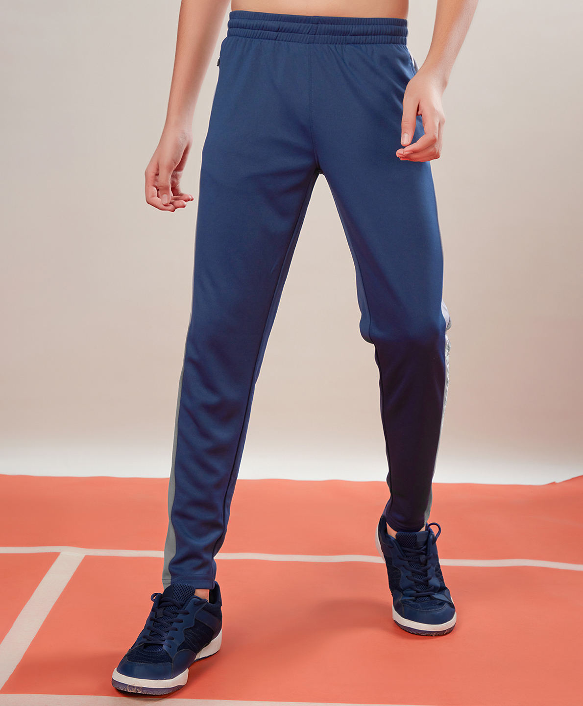 Technosport Knit Colour Blocked Breathable & Moisture Wicking Sports Track Pants - Navy Blue-picture-35