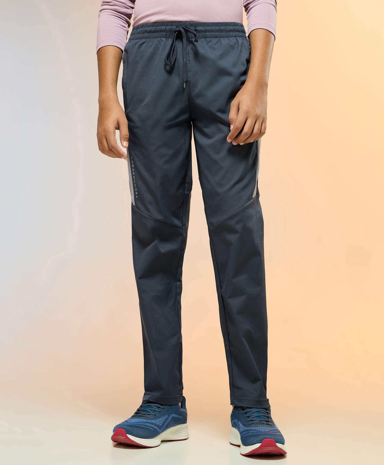 Technosport Knit Colour Blocked Breathable & Moisture Wicking Sports Track Pants - Carbon Grey-picture-25