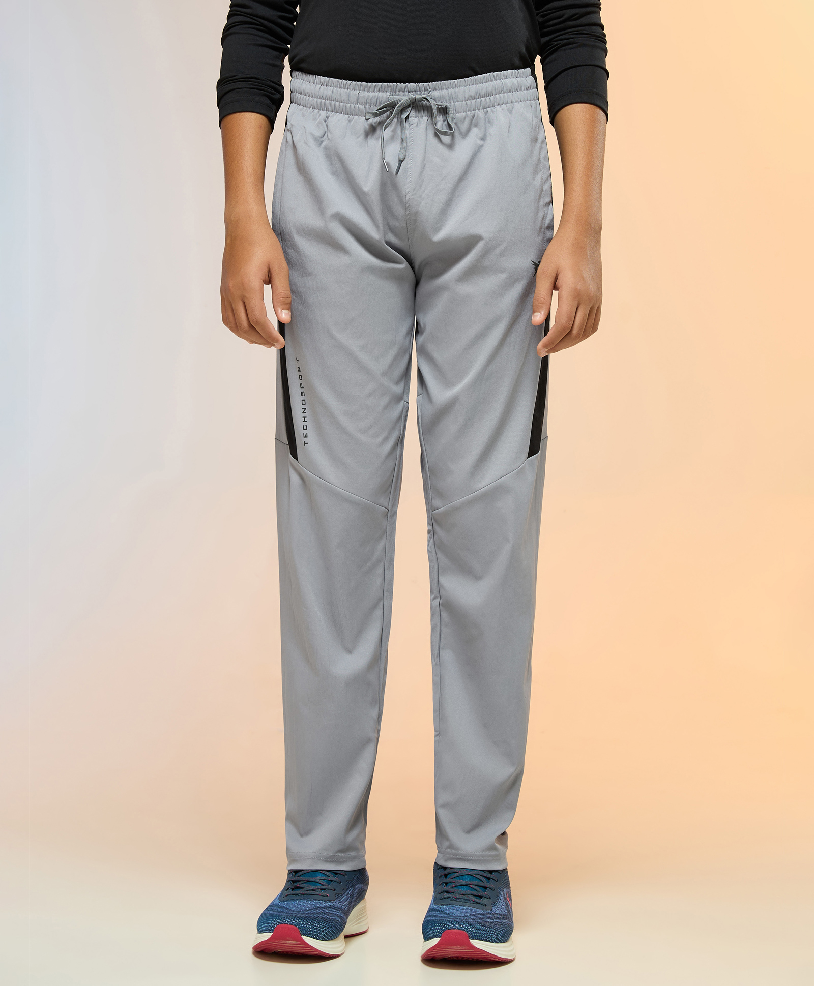 Technosport Knit Colour Blocked Breathable & Moisture Wicking Sports Track Pants - Carbon Grey-picture-17