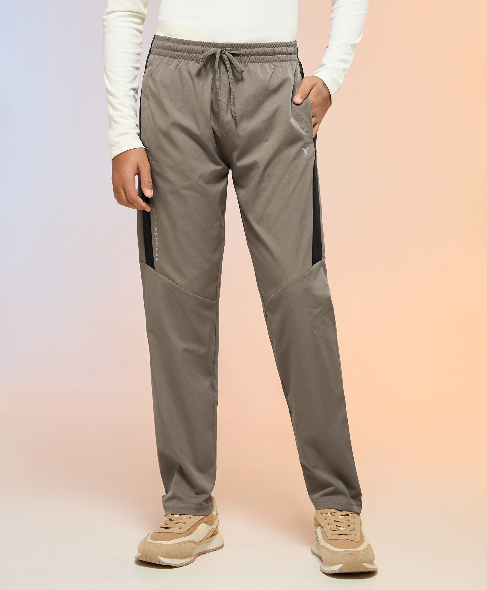 Technosport Knit Colour Blocked Breathable & Moisture Wicking Sports Track Pants - Brown-picture-24