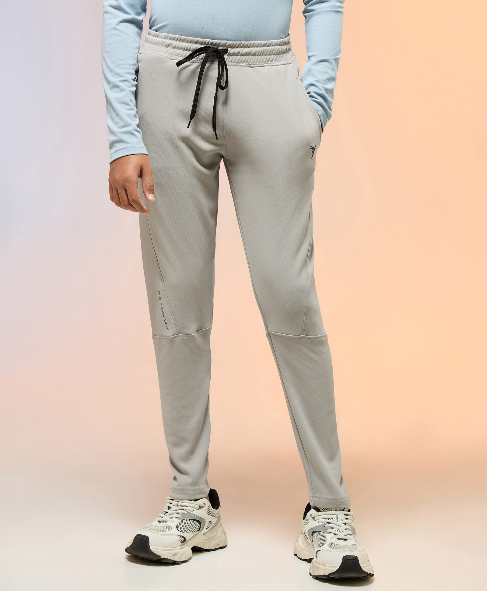 Technosport Knit Solid Breathable & Moisture Wicking Sports Track Pants - Grey-picture-28