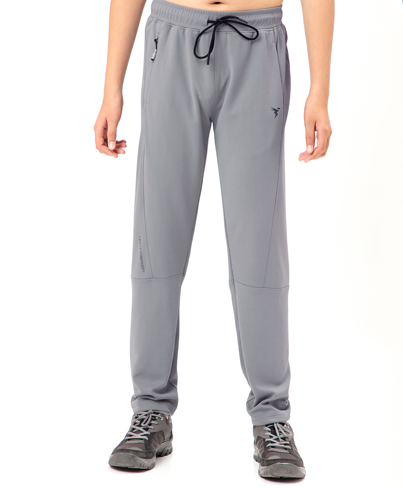 Technosport Knitted Breathable And Moisture Wicking Solid Slim Fit Sports Jogger Trackpants With Techno Guard - Light Grey-image-4