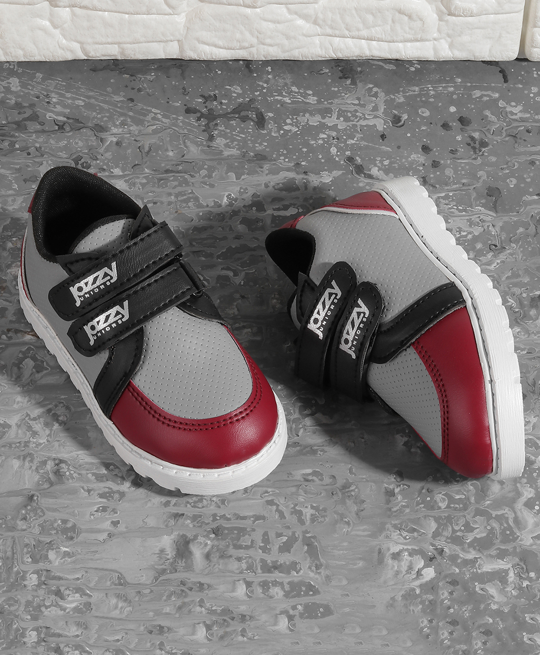 Jazzy Juniors Colour Blocked Velcro Closure Shoes - Grey-image-11