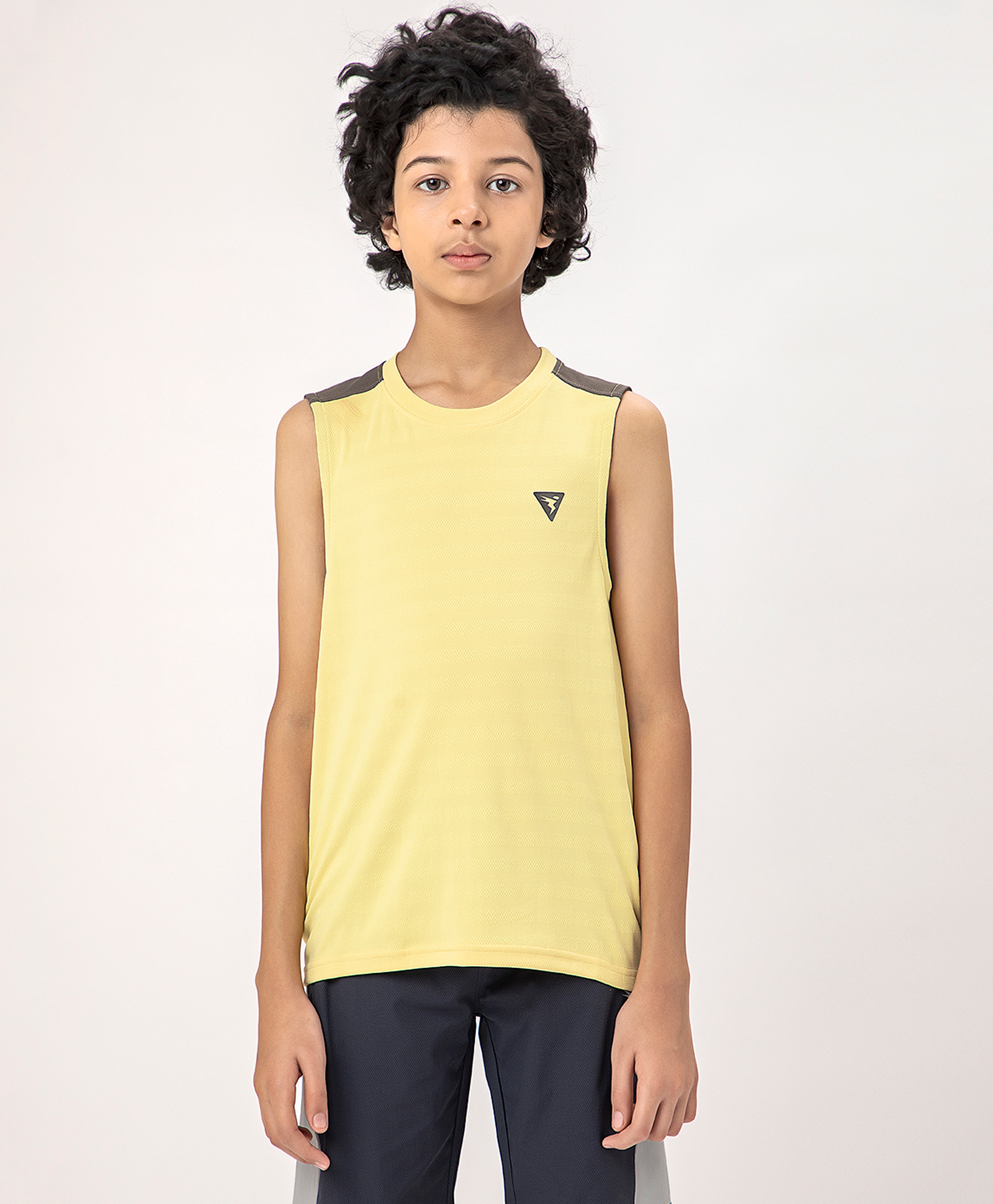 Technosport Knit Sleeveless Colour Blocked Breathable & Quick Dry Sports Tee - Yellow-picture-12