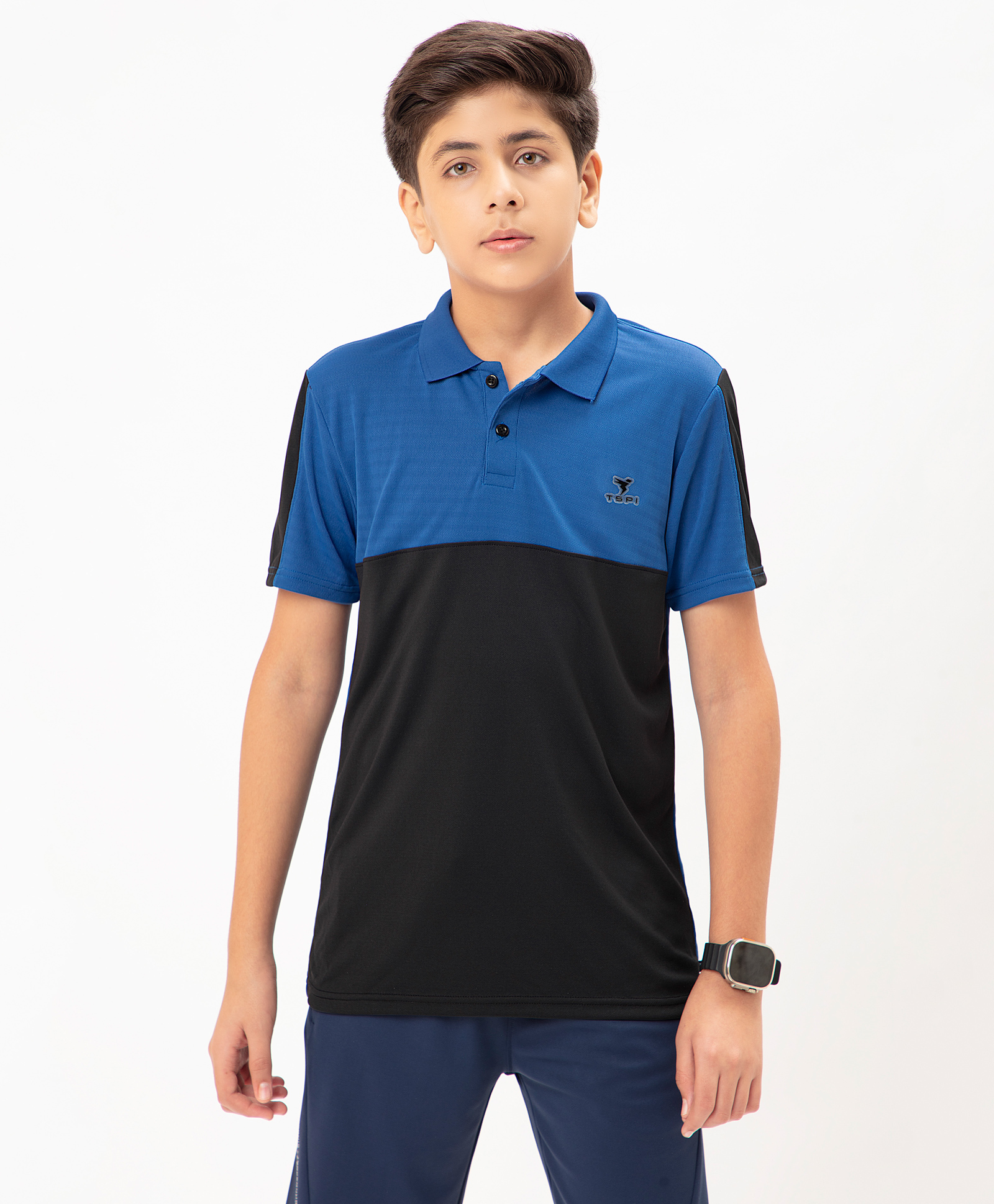 Technosport Knit Half Sleeves Colour Blocked Breathable & Quick Dry Sports Polo Tee - Blue-picture-27
