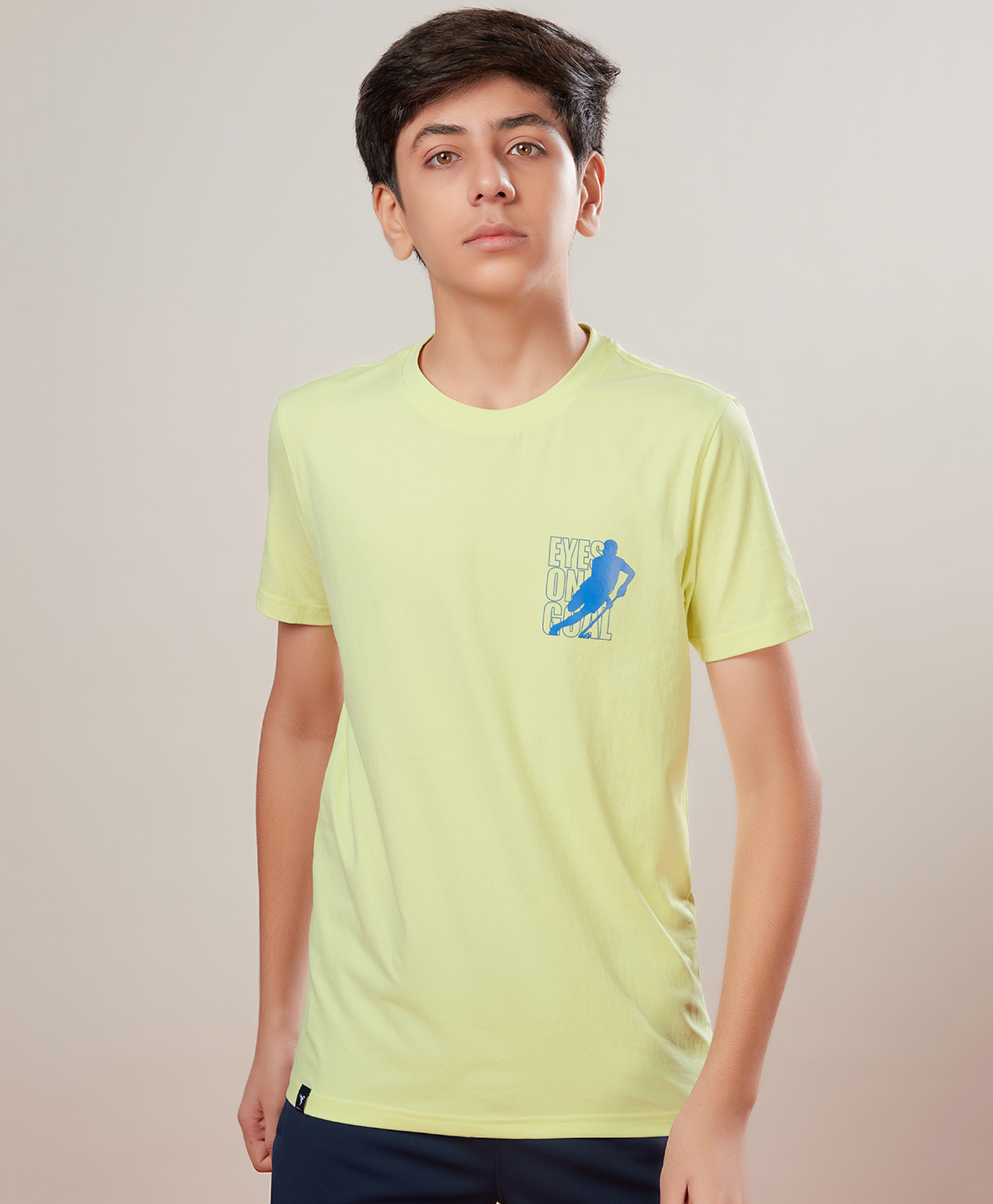 Technosport Knit Half Sleeves Eyes On Goal Text Printed Breathable & Quick Dry Sports Tee - Lime-picture-21