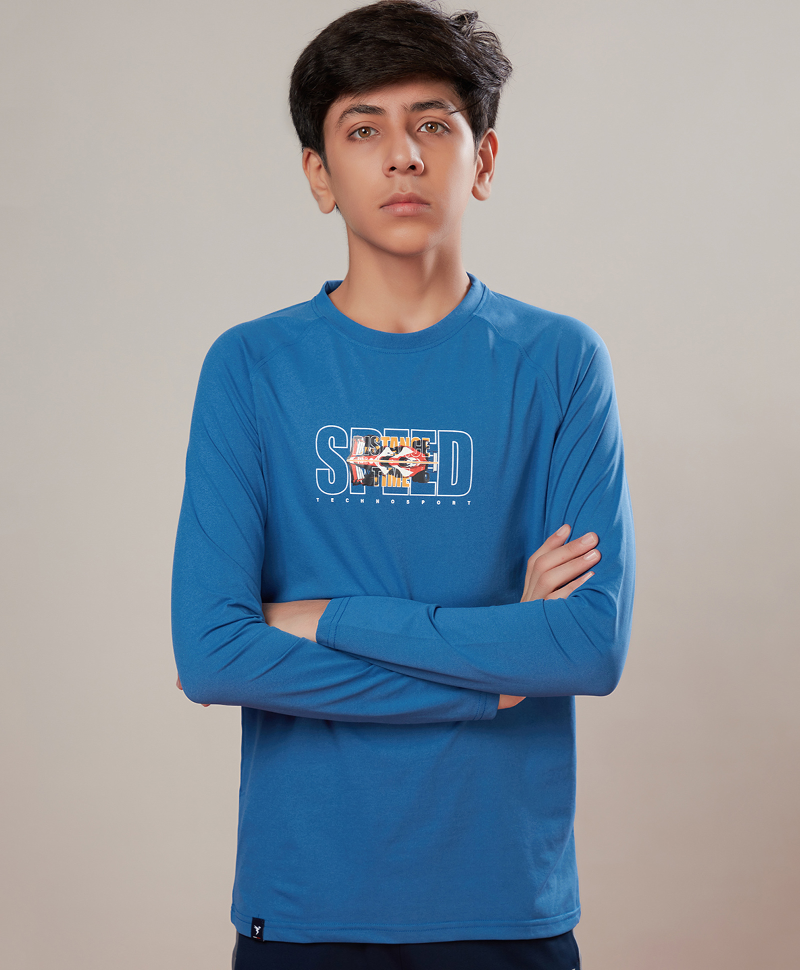 Technosport Knit Full Sleeves Racing Theme Printed Breathable & Quick Dry Sports Tee - Blue-picture-18