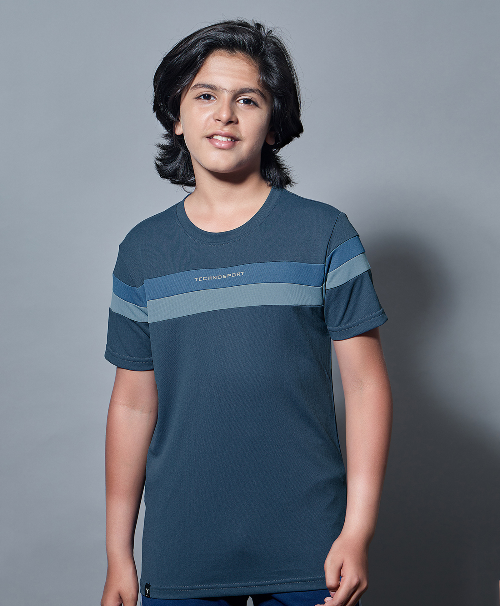 Technosport Knit Half Sleeves Colour Blocked Breathable & Quick Dry Sports Tee - Blue-picture-28