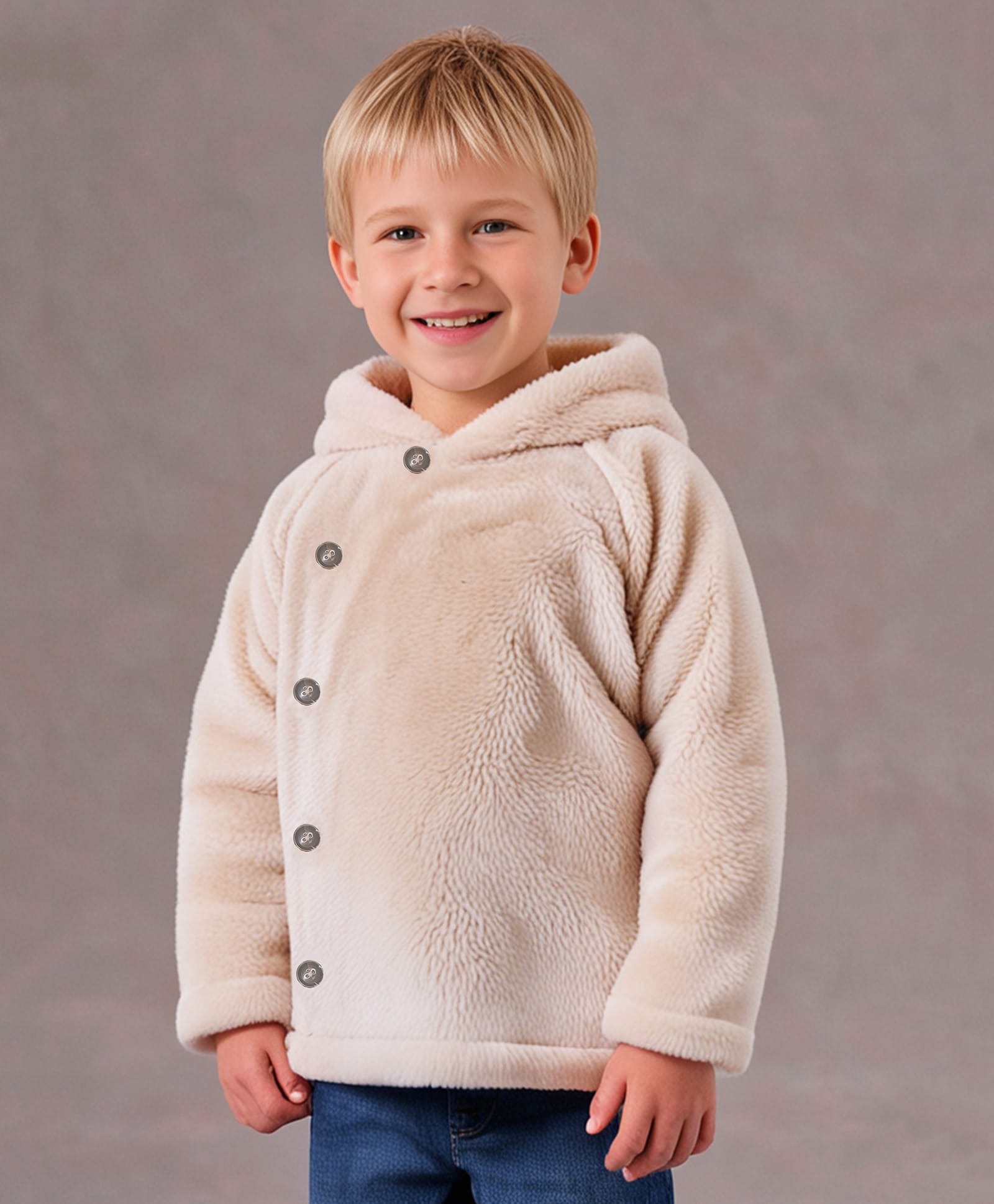 Cherry Crumble By Nitt Hyman Knit Full Sleeves Solid Heavy Winter Hooded Sweatshirt - Beige-picture-25