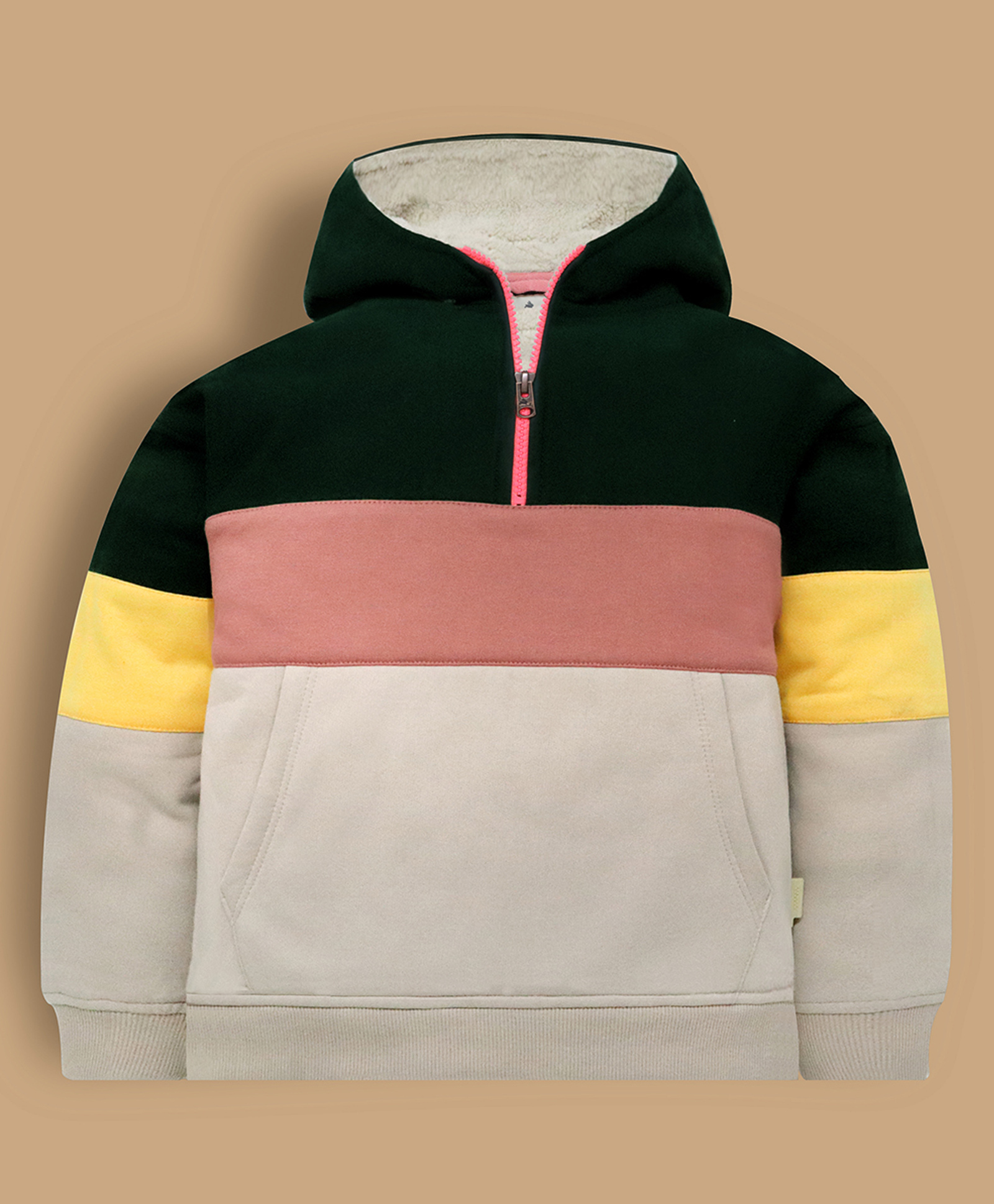 Cherry Crumble By Nitt Hyman Knit Full Sleeves Colour Blocked Light Winter Hooded Sweatshirt - Multi Colour-picture-40