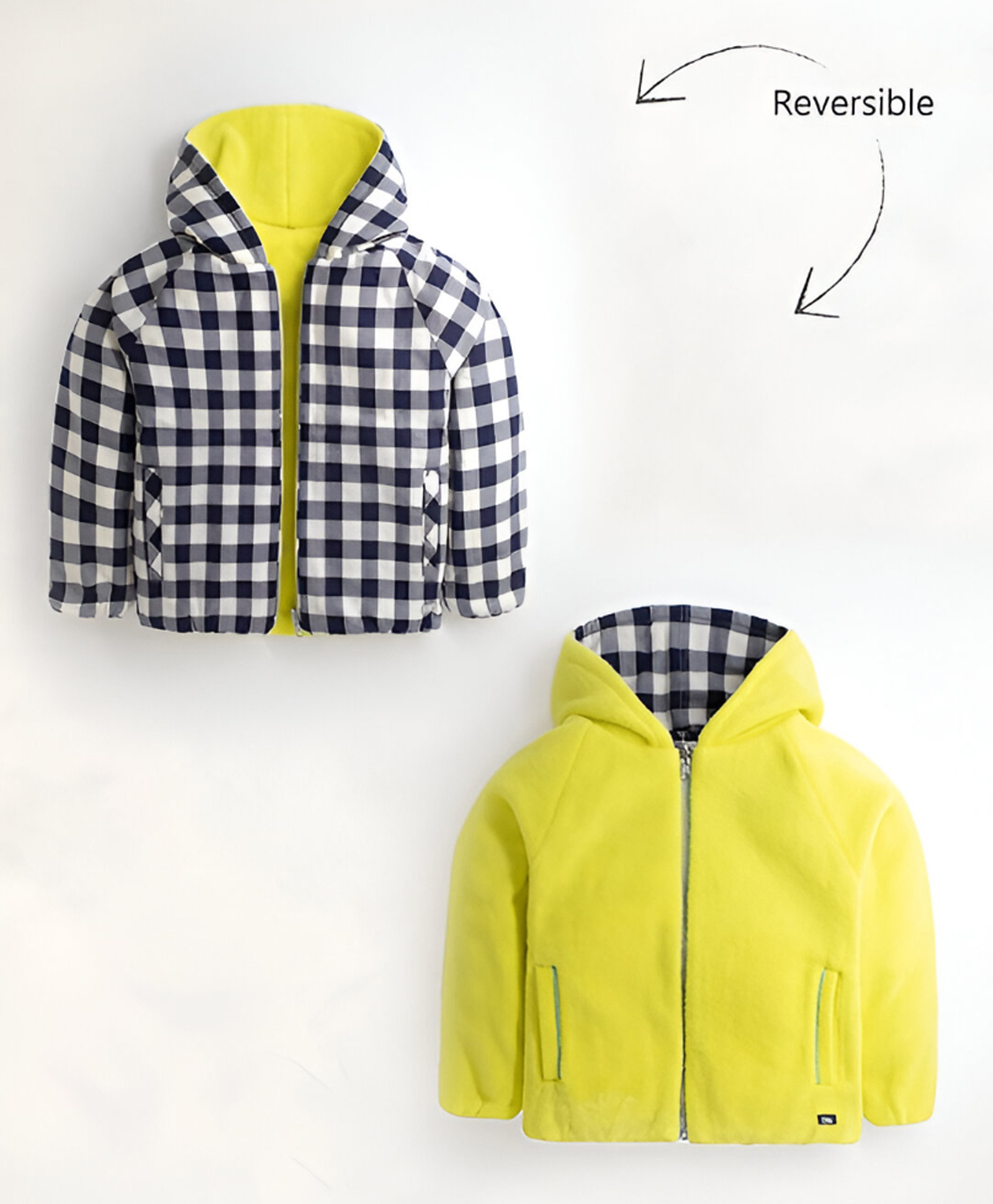 Cherry Crumble By Nitt Hyman Woven Full Sleeves Checked Light Winter Hooded Reversible Jacket-Multi Colour-picture-11