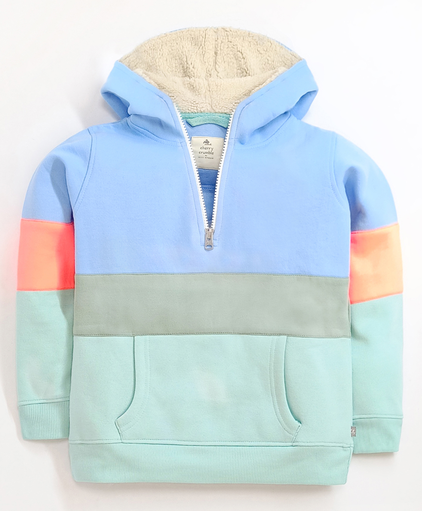 Cherry Crumble By Nitt Hyman Woven Full Sleeves Colour Blocked Light Winter Hooded Sweatshirt - Multicolor-image-38