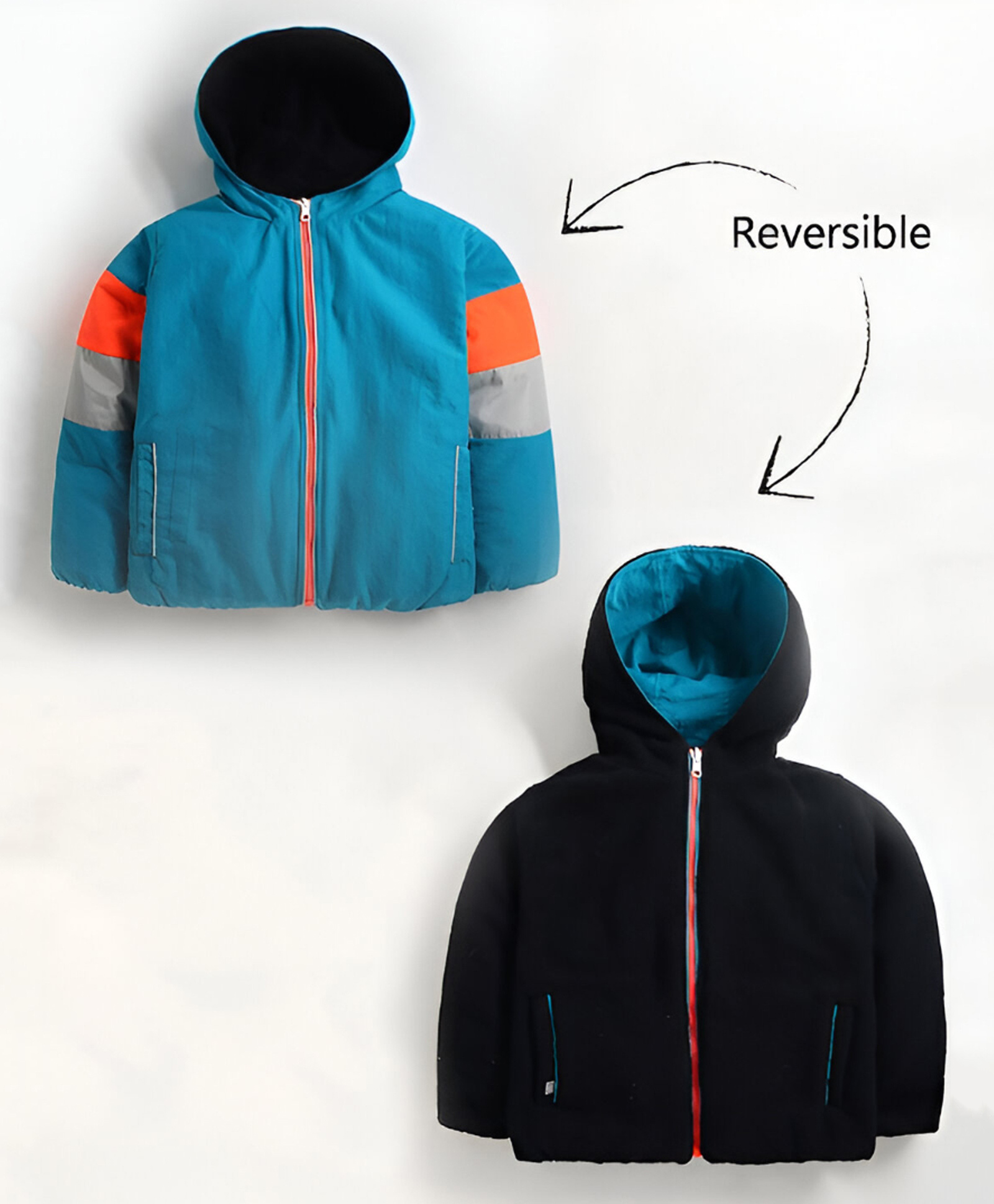 Cherry Crumble By Nitt Hyman Woven Full Sleeves Colour Blocked Light Winter Hooded Reversible Jacket - Multicolor-picture-20