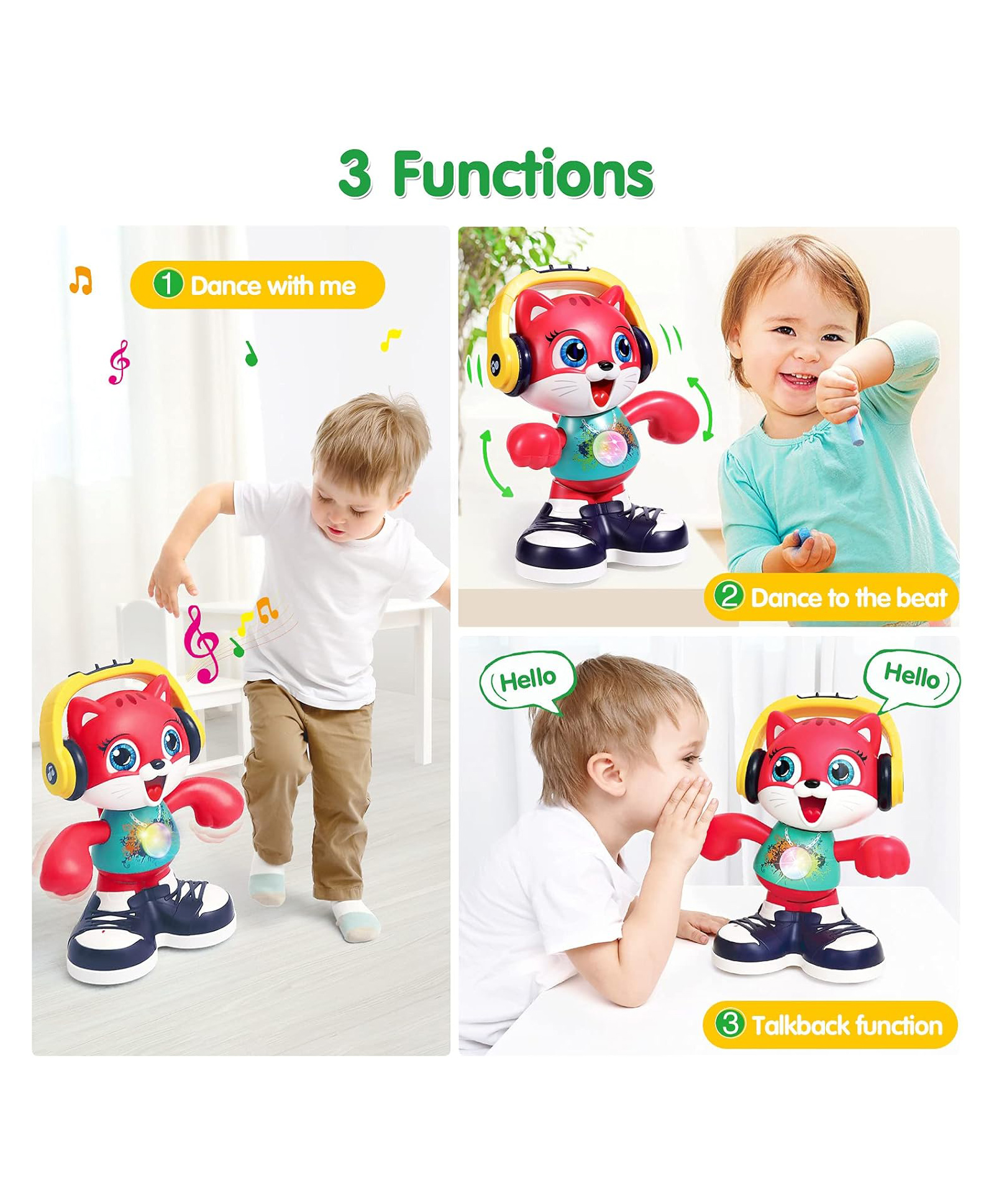Sanjary Dancing Cat with Music Interactive Early Learning Educational toy for Toddler color design may vary-picture-39