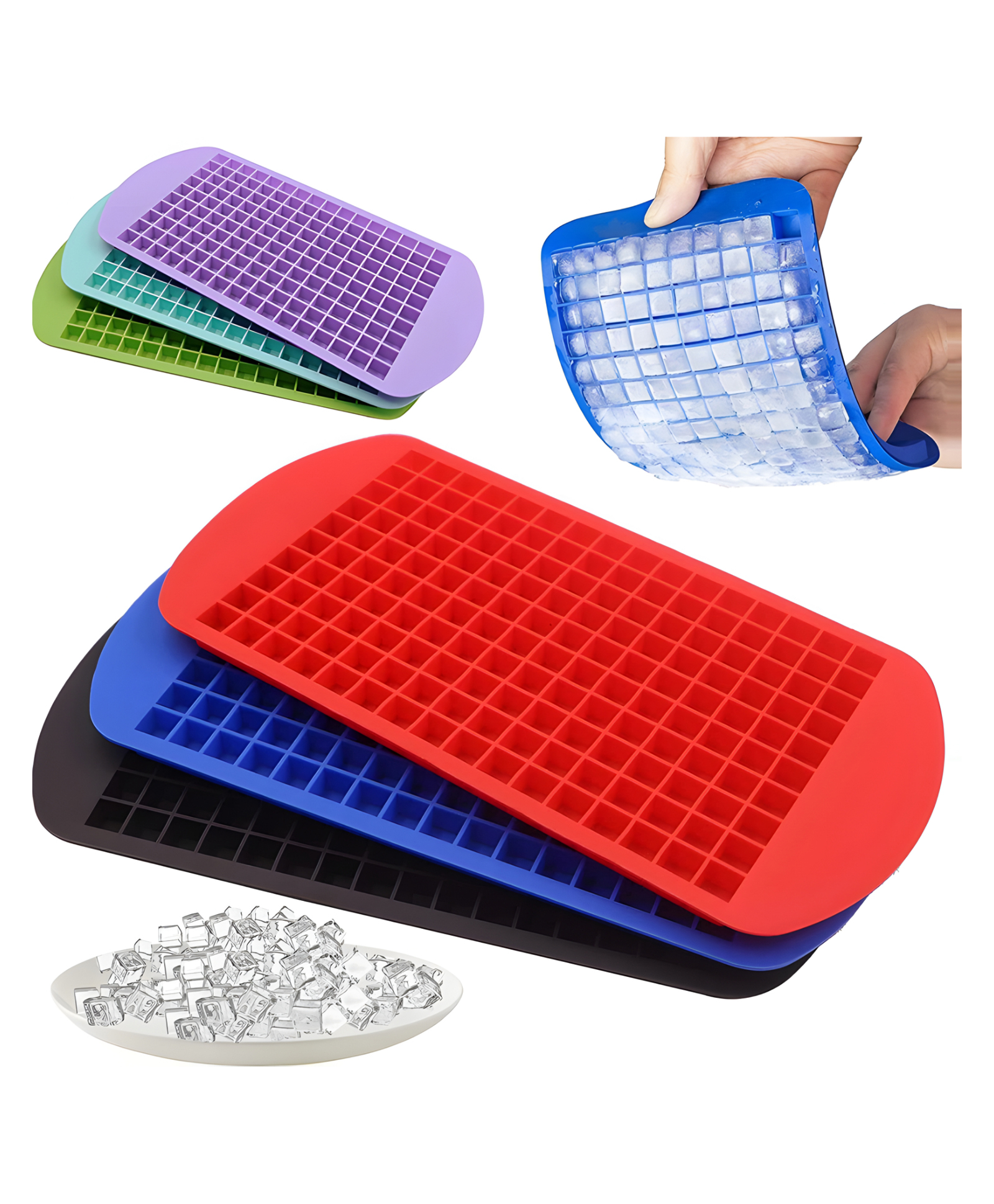 COZY VIBES 160 Grids Silicone Ice Cubes Tray Cube Maker Bar Pudding Mould DIY Tool 1Pcs Silicone Ice Cube Tray Silicone Ice Maker - PACK OF 1 - COLOR MAY VARY-image-22