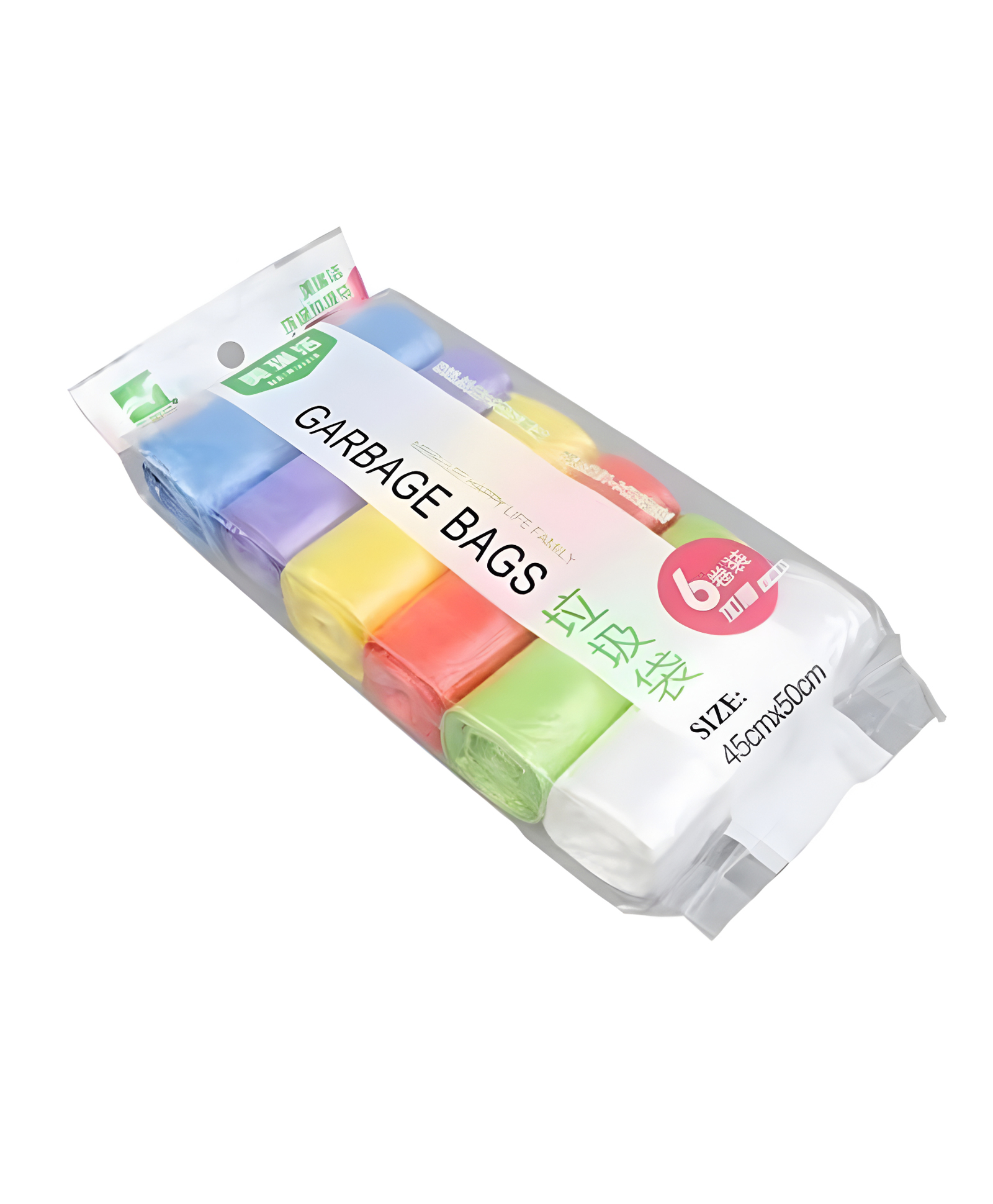 COZY VIBES 6 ROLL Disposable Colorful Trash Can Liners Roll Recycled Materials Household Products T Shirt Garbage Disposable Bags - PACK OF 1 - COLOR MAY VARY