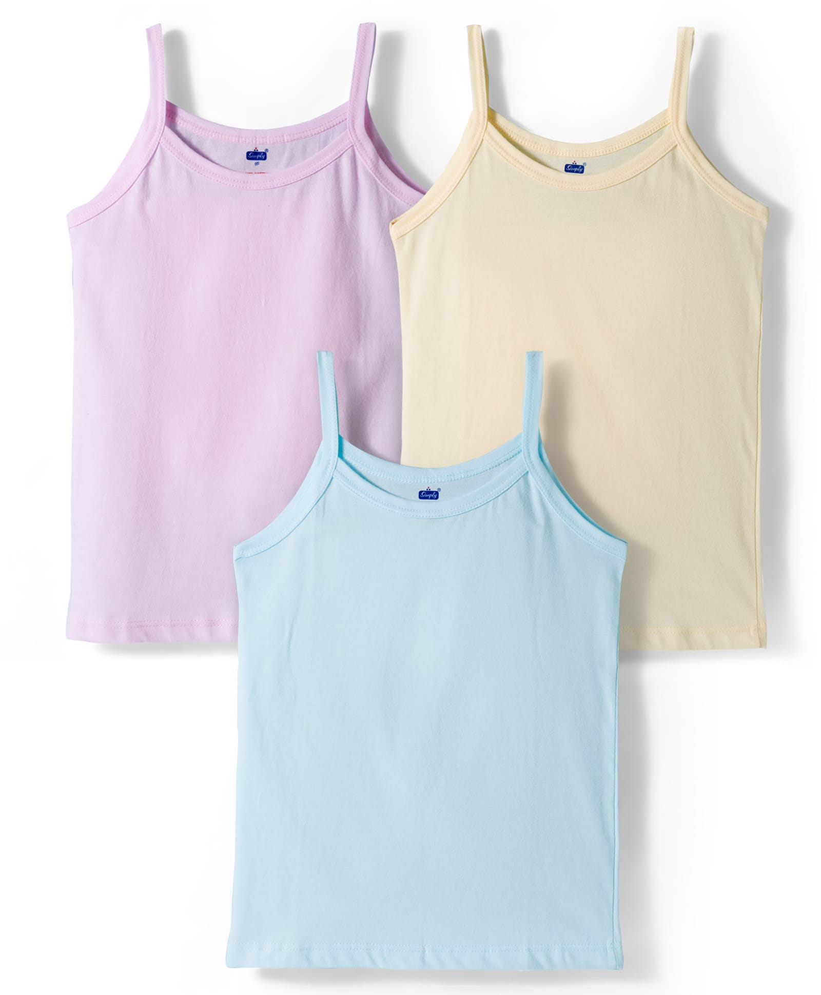 Simply Sinker Knit Sleeveless Solid Colour Slips Pack Of 3 - Pink Aqua & Cream-picture-39