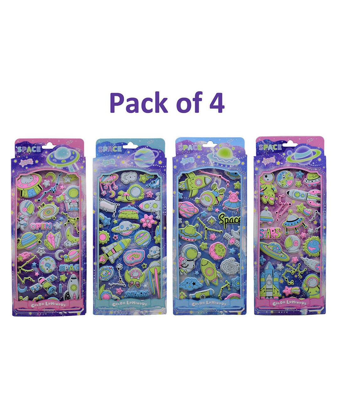 Asera Space-Themed Glow in The Dark Puffy Stickers 4 Sheets | 3D Luminous Stickers for Kids, Scrapbooking, DIY Crafts, Journals & Birthday Return Gifts-picture-43