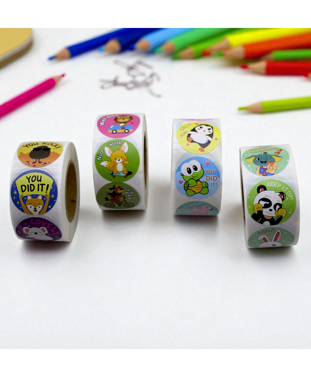 Asera 2000pcs Motivational Reward Stickers 4 Rolls | Teacher Stickers for Kids, Students & Children Ideal for Encouragement & Classroom Use-picture-41