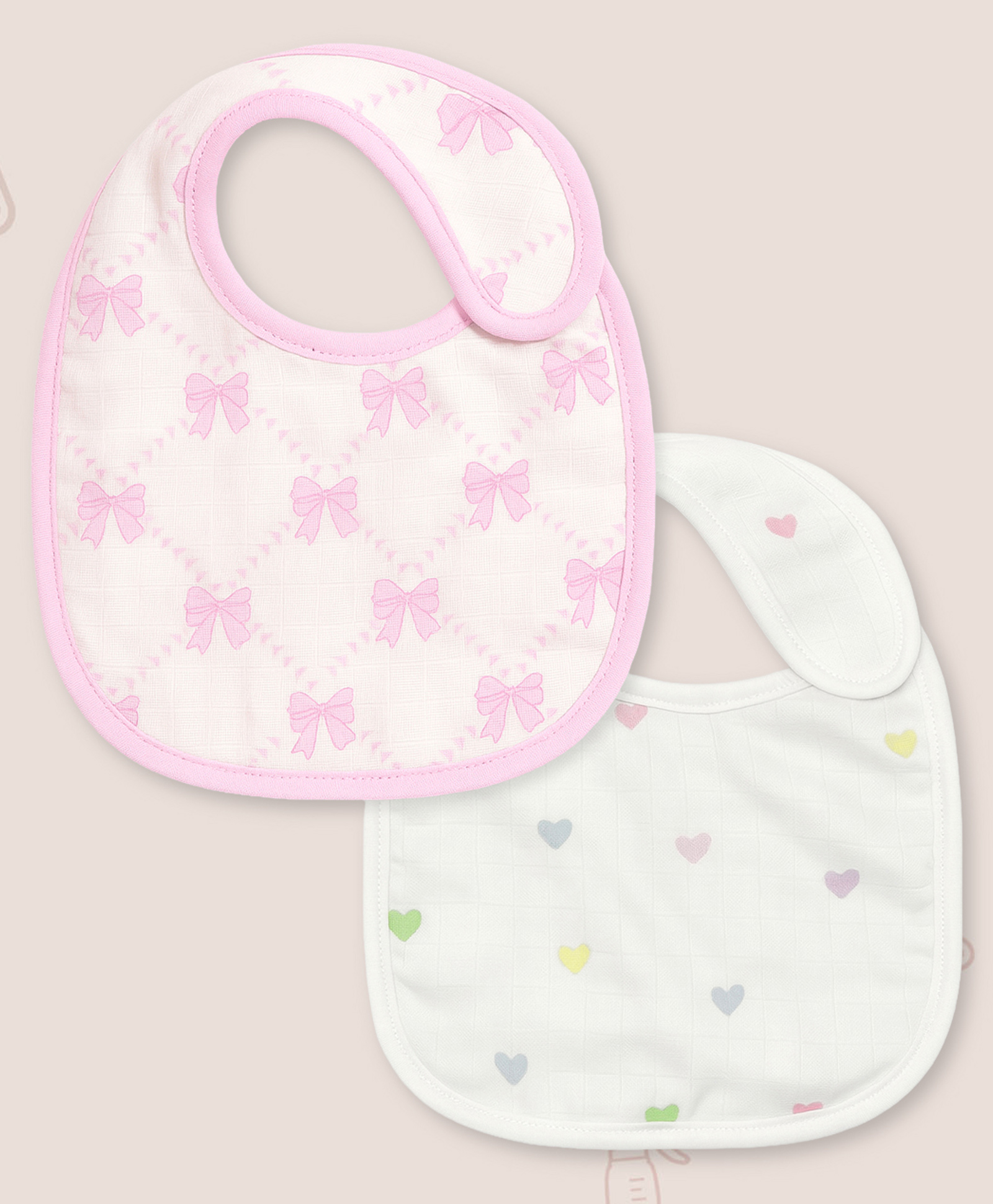 Mi Arcus Baby New Born Printed Essentials Bibs Pack of 2- White & Pink-image-47