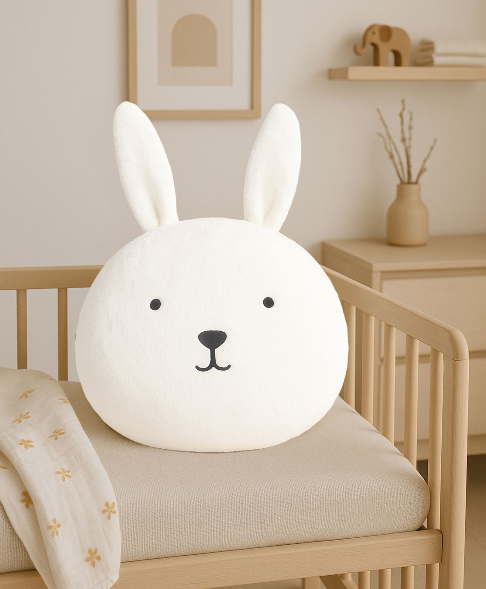 Mi Arcus Bunny Face Snowy Premium Soft Cushion for Kids White-40x38 cm-picture-11