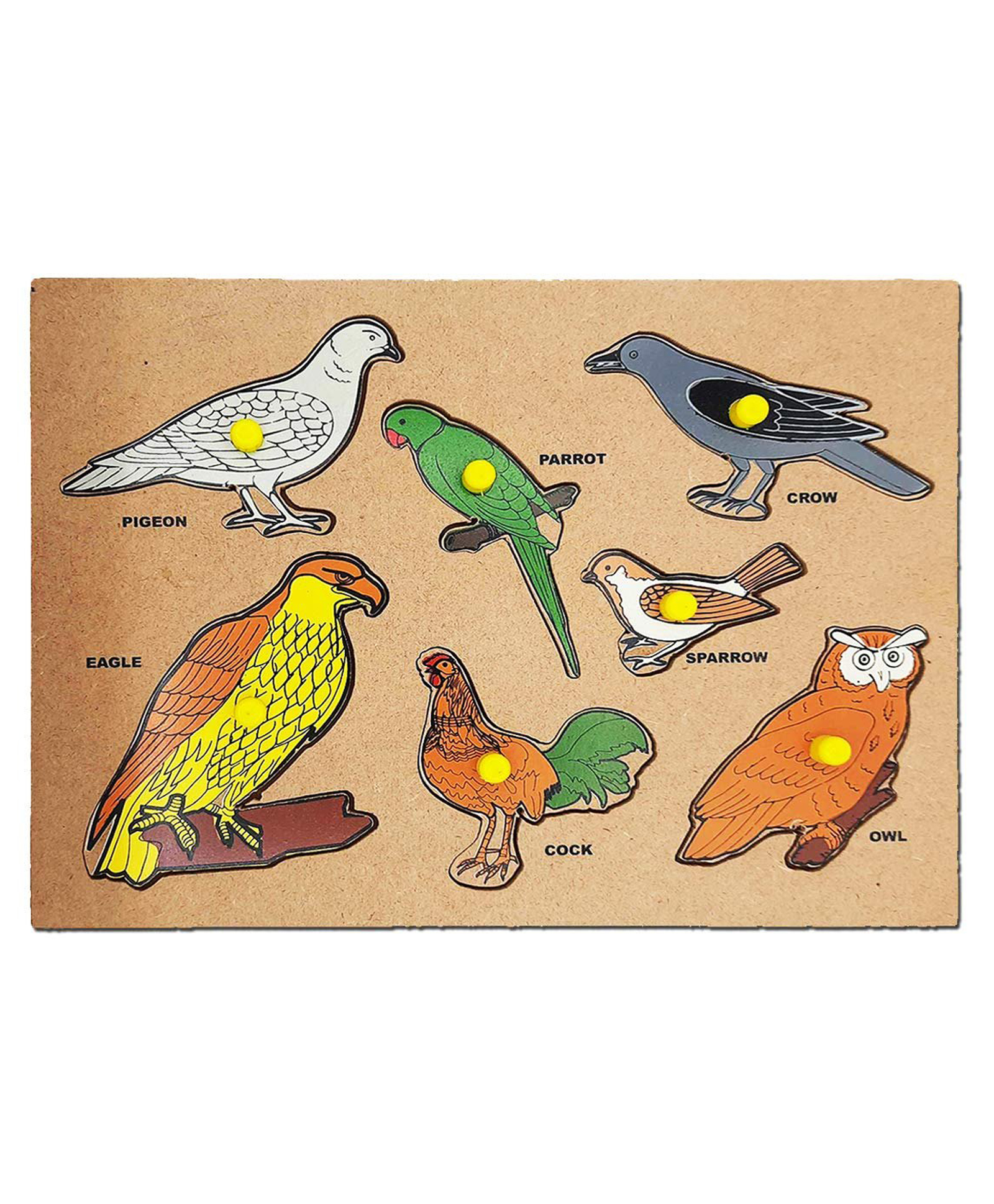 Kids Mandi Wooden Learning Educational Board for Kids with Knobs, Colorful Wooden Puzzle Tray,Perfect for Kids Toddler Boys Girls Ages 2+ (Birds)-image-21