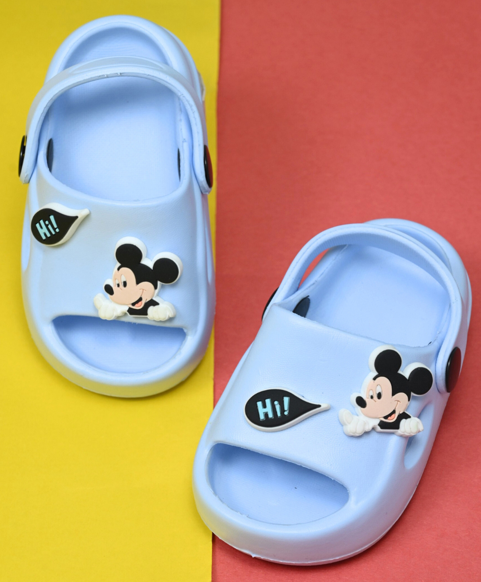 Yellow Bee Mickey Mouse Featuring Character Applique Detailed Slingback Clogs - Blue-picture-20