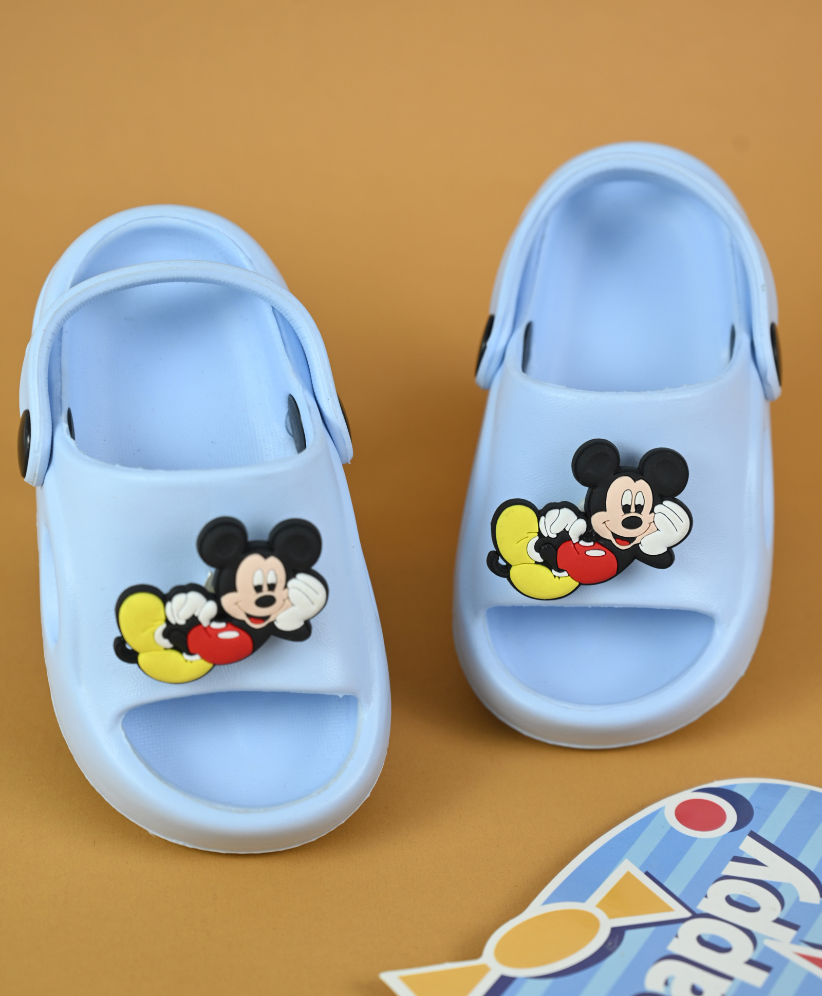 Yellow Bee Mickey Mouse Featuring Solid Slingback Clogs With Rotating Character Charms - Blue-picture-10