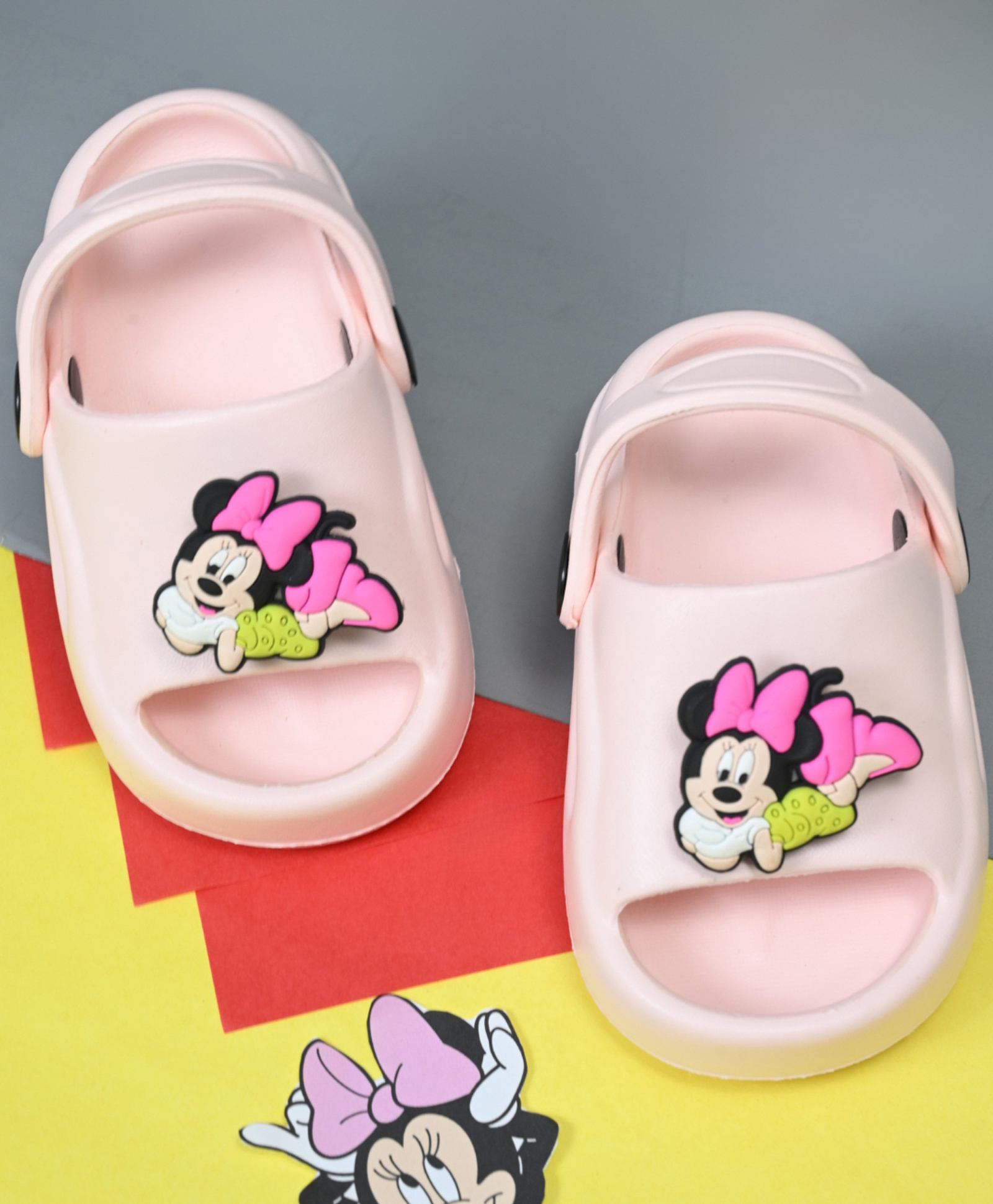 Yellow Bee Mickey Mouse & Friends Featuring Solid Slingback Clogs With Rotating Minnie Mouse Charms - Pink-picture-13