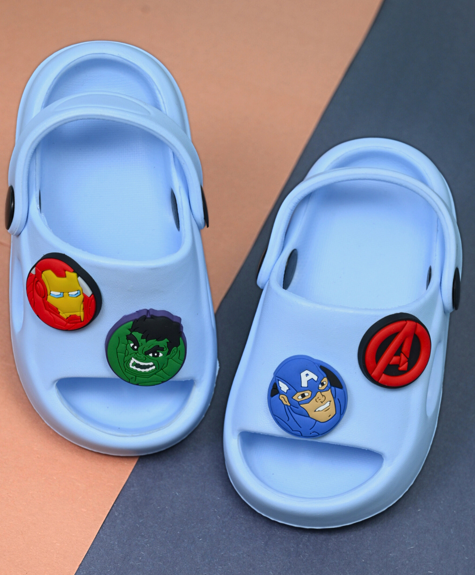 Yellow Bee Marvel Avengers Featuring Characters Applique Detailed Perforated Clogs - Blue-picture-24