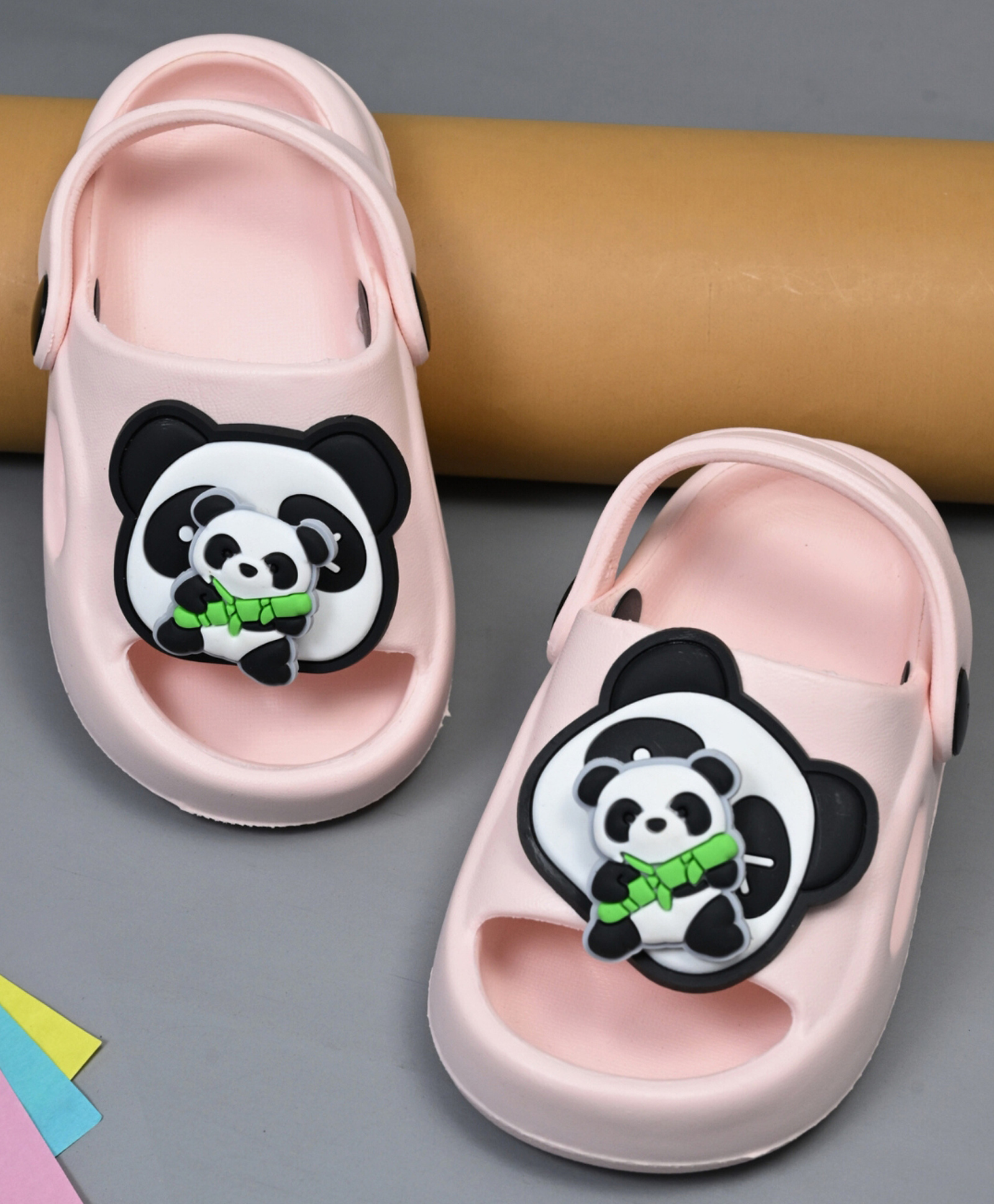 Yellow Bee Perforated With Slingback Clogs With Rotating Panda Charms - Pink-picture-14