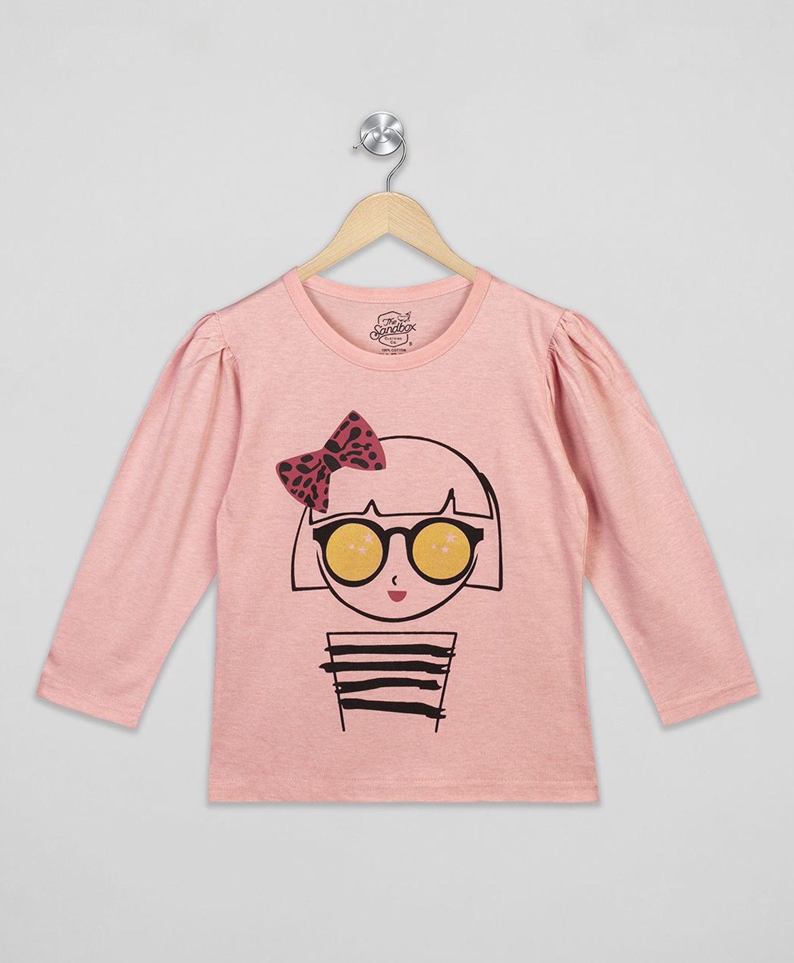 The Sandbox Clothing Co Cotton Knit Full Sleeves Girl Printed Tee - Pink-image-36