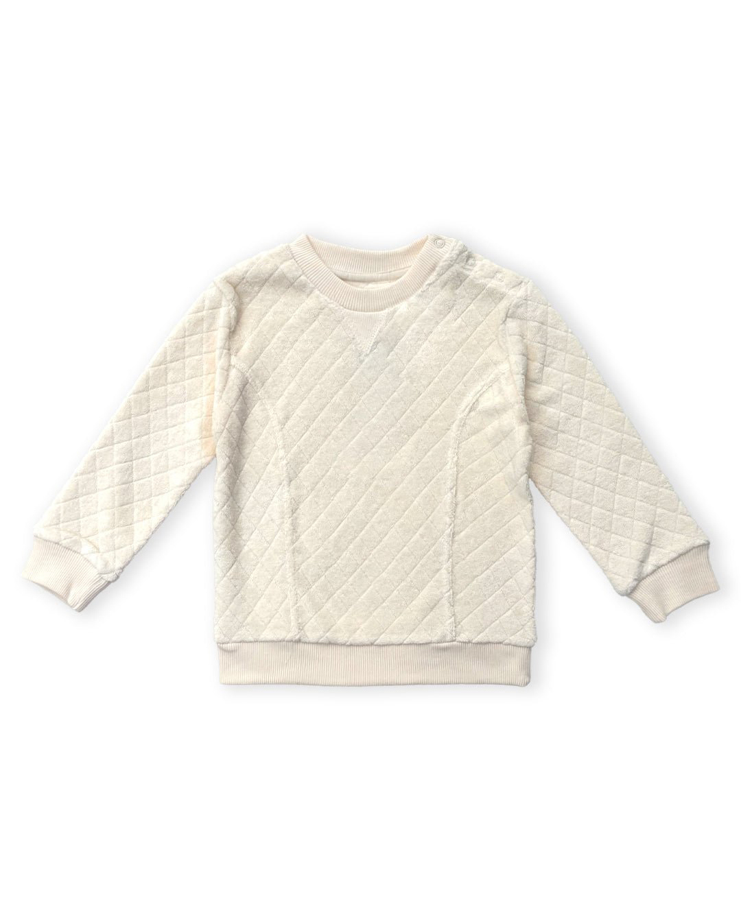 The Mom Store Cotton Blend Knit Full Sleeves Geometric Designed Sweatshirt - Off White-image-19