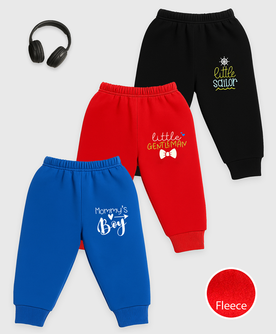 KUCHIPOO Cotton Blend Knit Pack Of 3 Little Gentlemen & Little Sailor Printed Text Pajamas - Red Blue & Black-picture-38