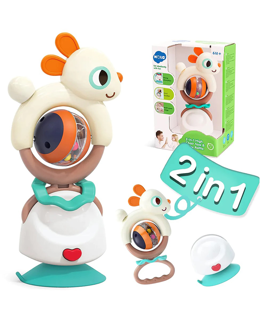 Azhari 2-in-1 Highchair Naughty Rabbit Toy & Baby Rattle For Kids Color May Vary-image-19