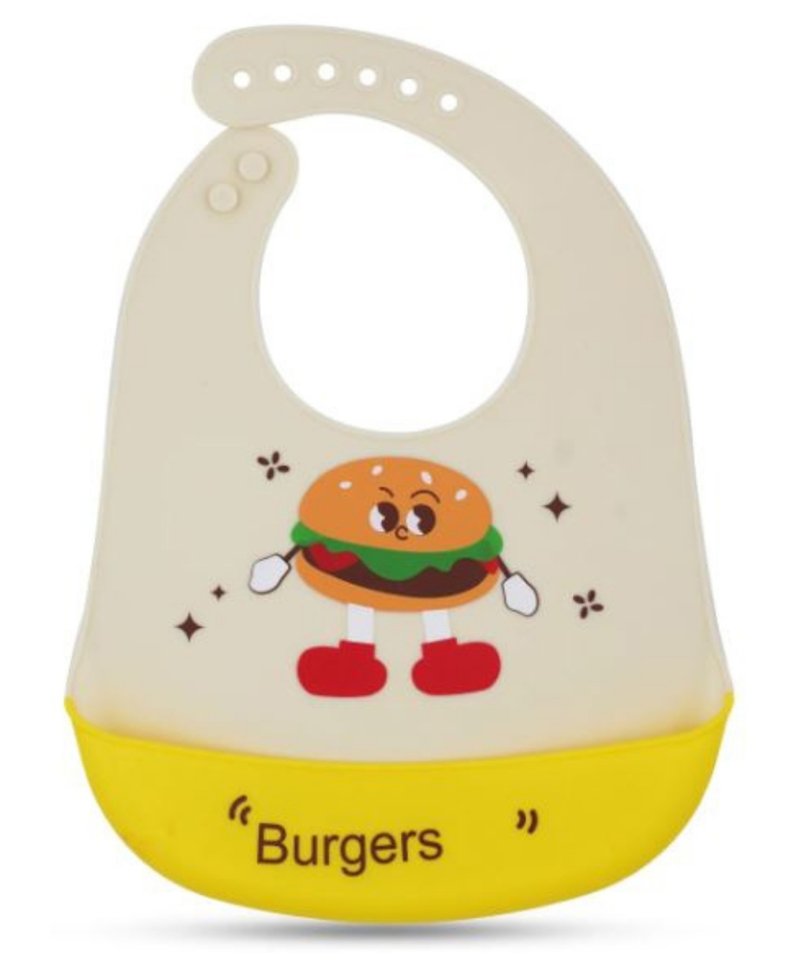 Bunniez Waterproof Silicone Bibs with Adjustable Snap Buttons for Infants & Toddlers, Fancy Design for 3+ months (Yellow)-image-9