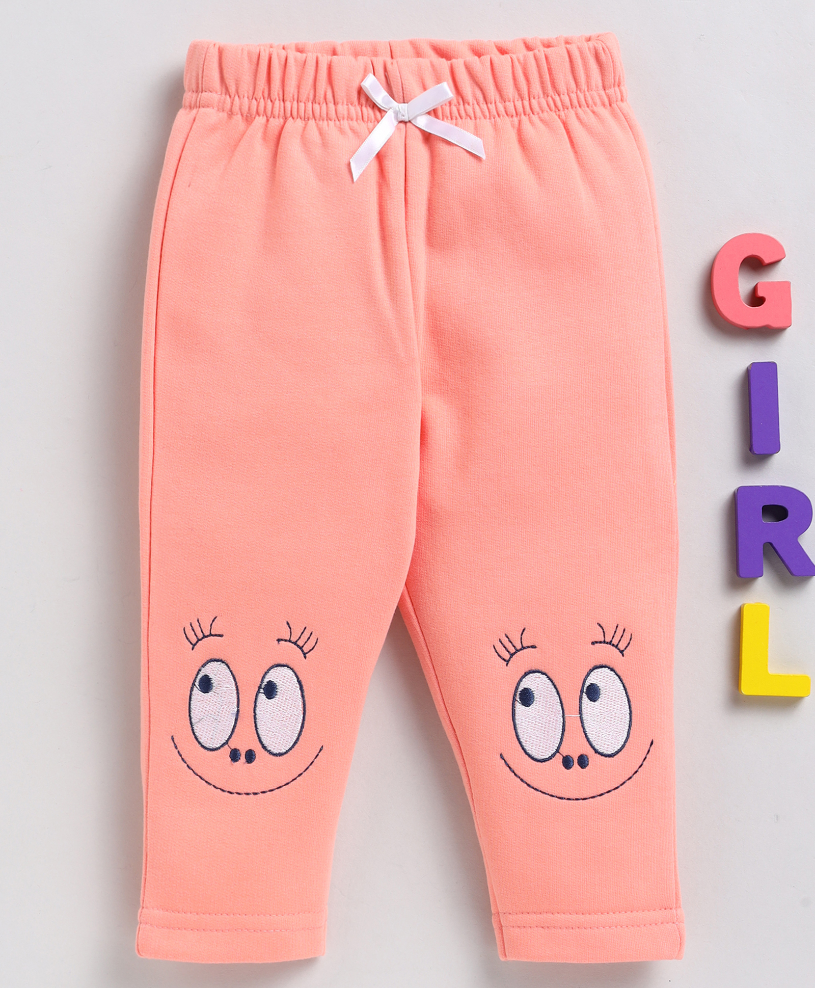 Wonderchild Smiley Face Embroidered Pajama - Peach