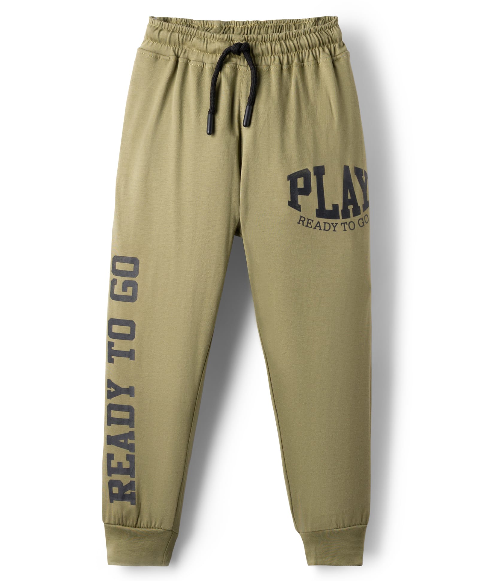 Evimo Single Jersey Knit Full Length Lounge Pant With Text Print - Olive Green-picture-14
