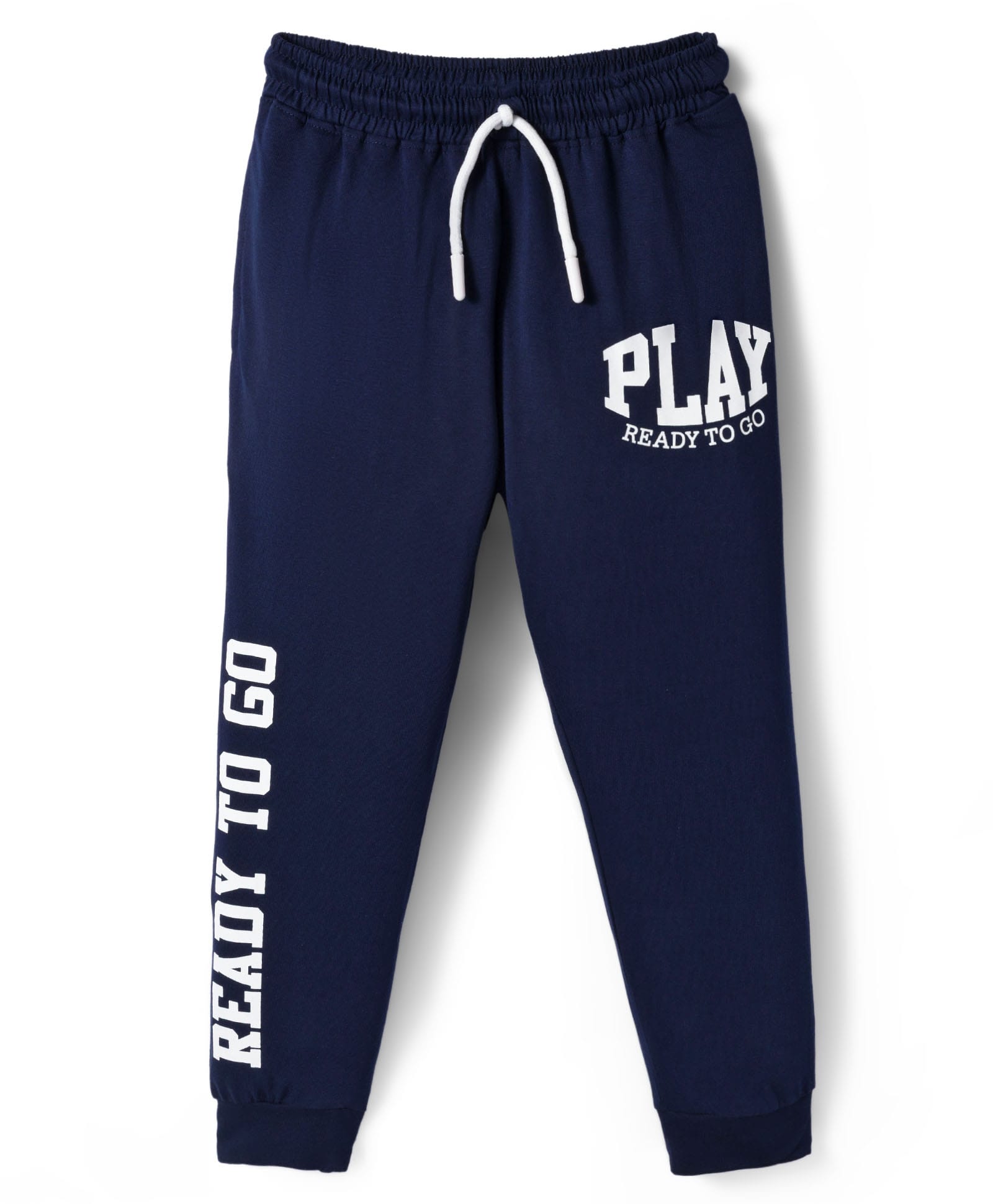 Evimo Single Jersey Knit Full Length Lounge Pant With Text Print - Navy Blue-picture-36