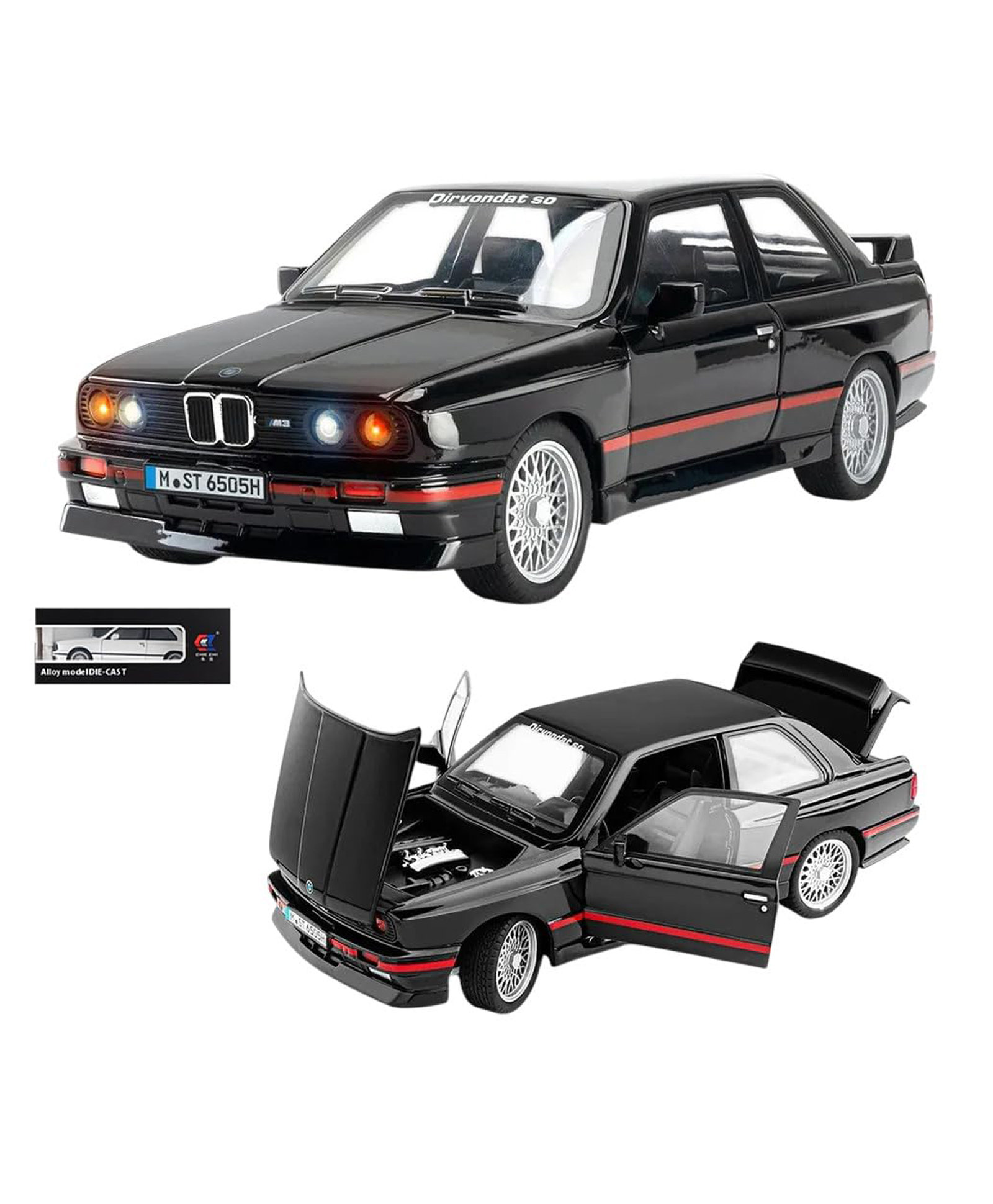 Magicwand 1:24 Scale Die-Cast Metal 1988 BMW M3 E30 Car Large]Box Packing with 6 Openable Doors, Pull Back Action, Lights, Music Random Color Pack of 1-image-25