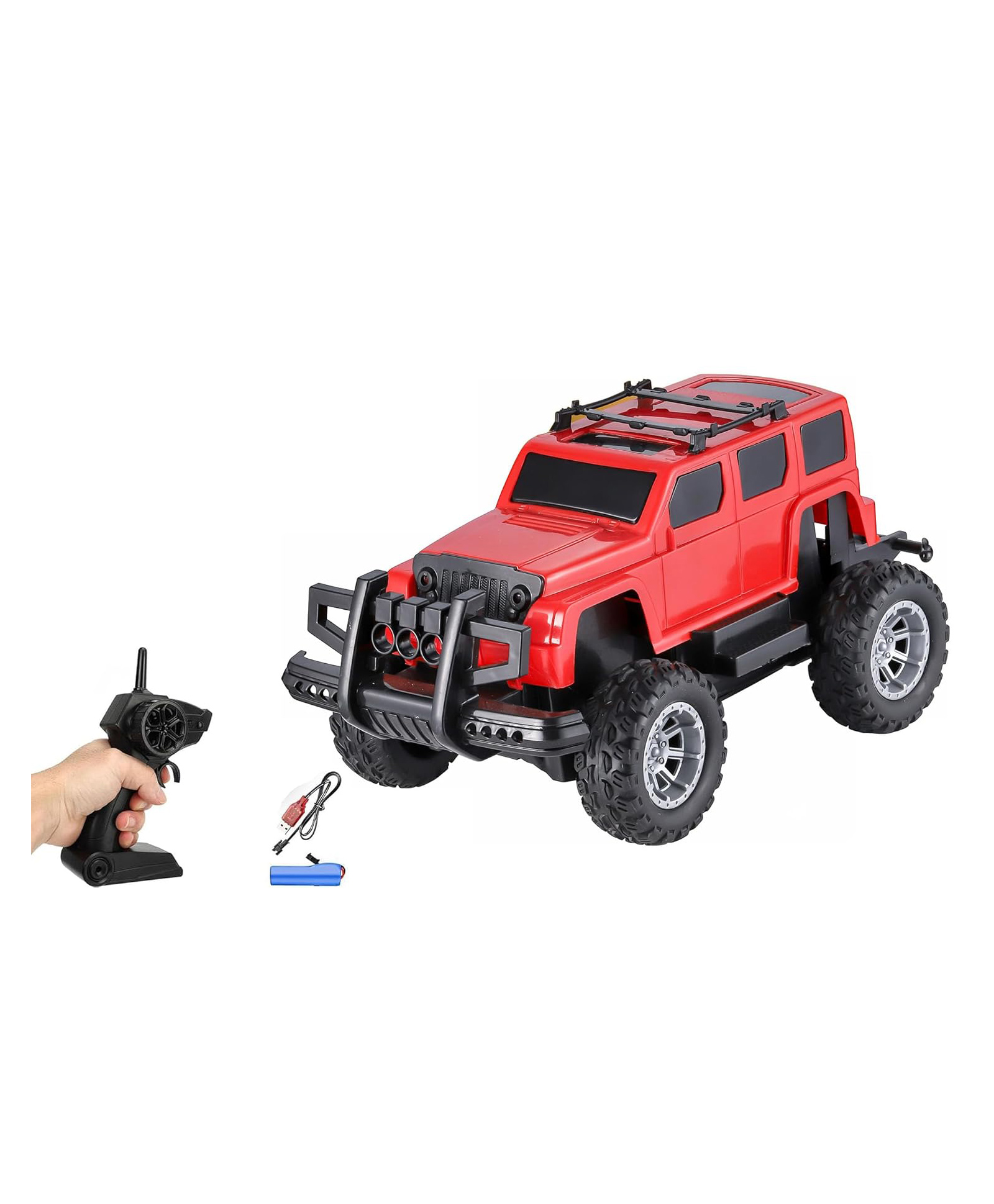Magicwand 1:18 Scale R/C Rechargeable Open Off-Road Jeeep with Gun Pistol Remote Lights & Music for KidsColors As per Stock-picture-33
